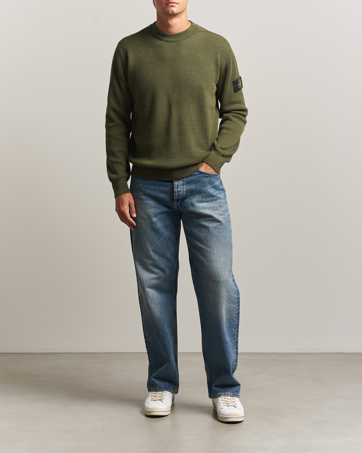 Homme | Pulls Et Tricots | Stone Island | Ribbed Soft Organic Cotton Crew Neck Military Green