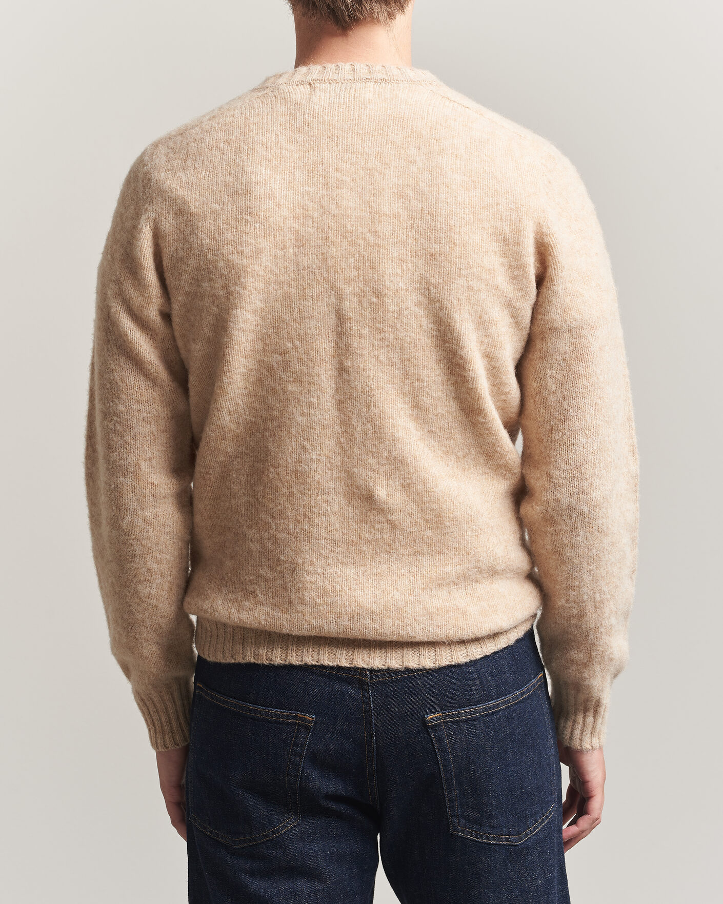 Homme | Pulls Et Tricots | Harley Of Scotland for Care of Carl | Brushed Supersoft Lambswool V-Neck Beige