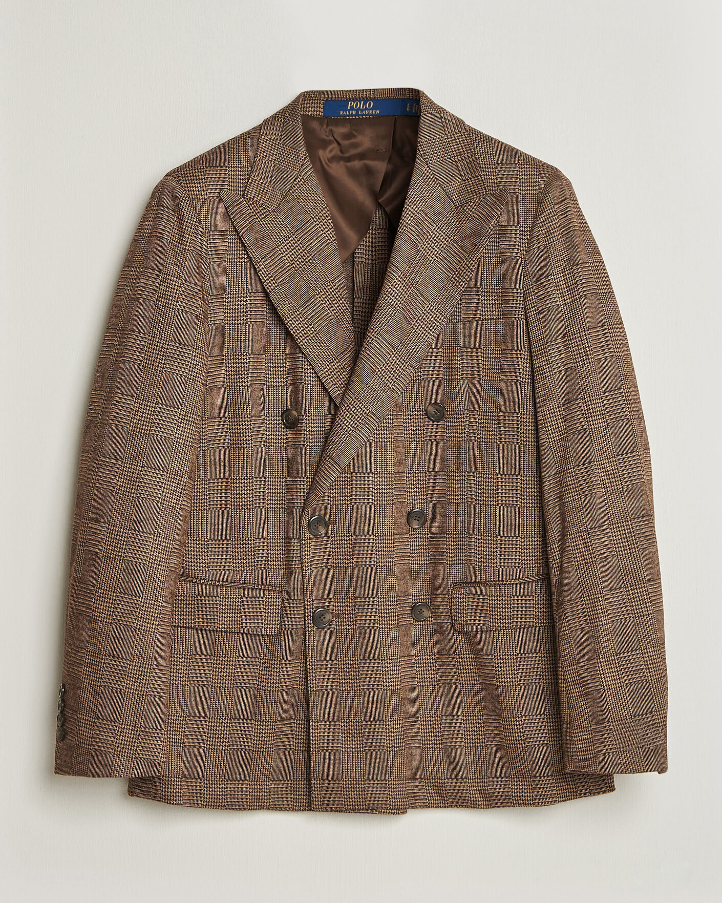 Homme | Blazers | Polo Ralph Lauren | Double Breasted Glenplaid Knit Sportcoat Tan/Brown