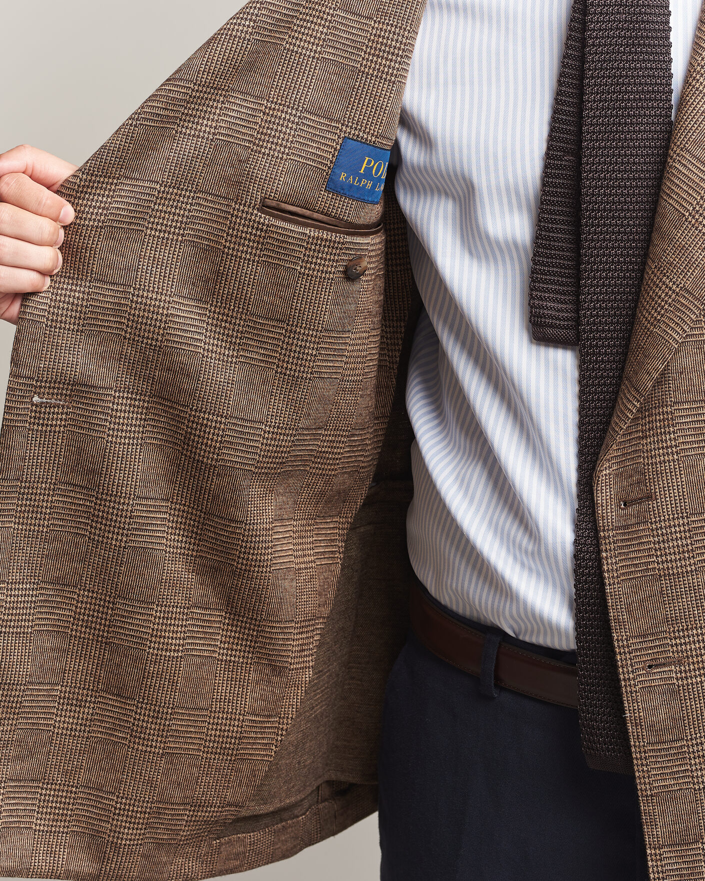 Homme | Blazers | Polo Ralph Lauren | Double Breasted Glenplaid Knit Sportcoat Tan/Brown