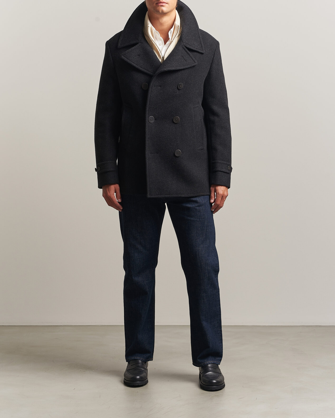 Homme | Manteaux Et Vestes | Polo Ralph Lauren | Lightweight Melton Peacoat Charcoal