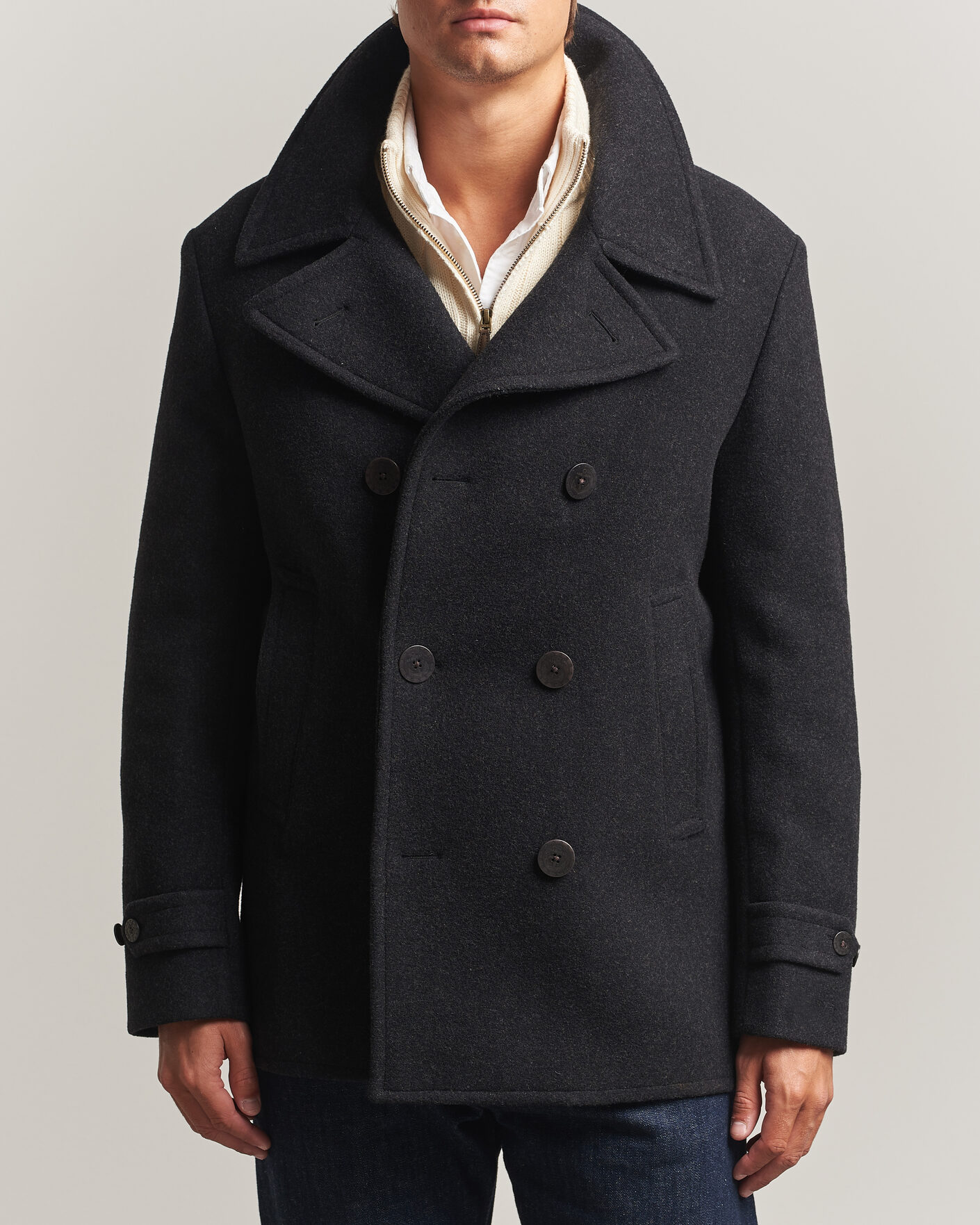 Homme | Manteaux Et Vestes | Polo Ralph Lauren | Lightweight Melton Peacoat Charcoal