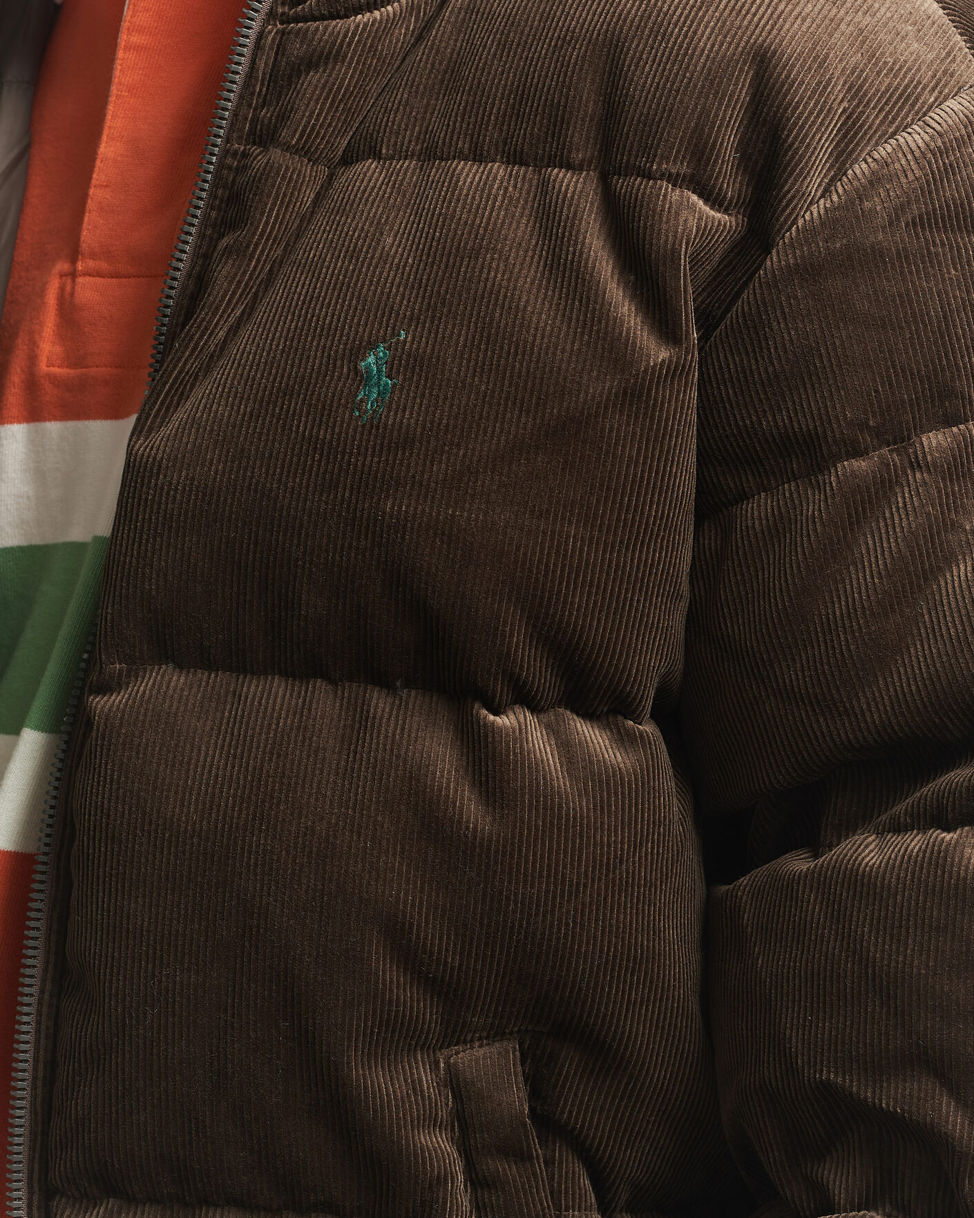 Homme | Manteaux Et Vestes | Polo Ralph Lauren | Corduroy Puffer Jacket Dark Beech