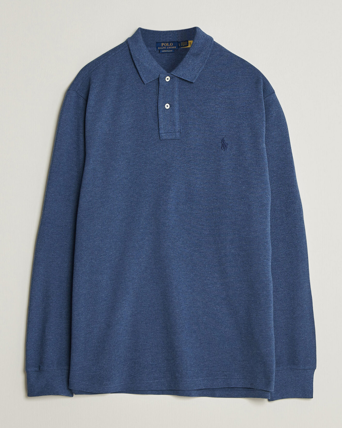 Homme | Polos | Polo Ralph Lauren | Custom Slim Fit Long Sleeve Polo Derby Blue Heather