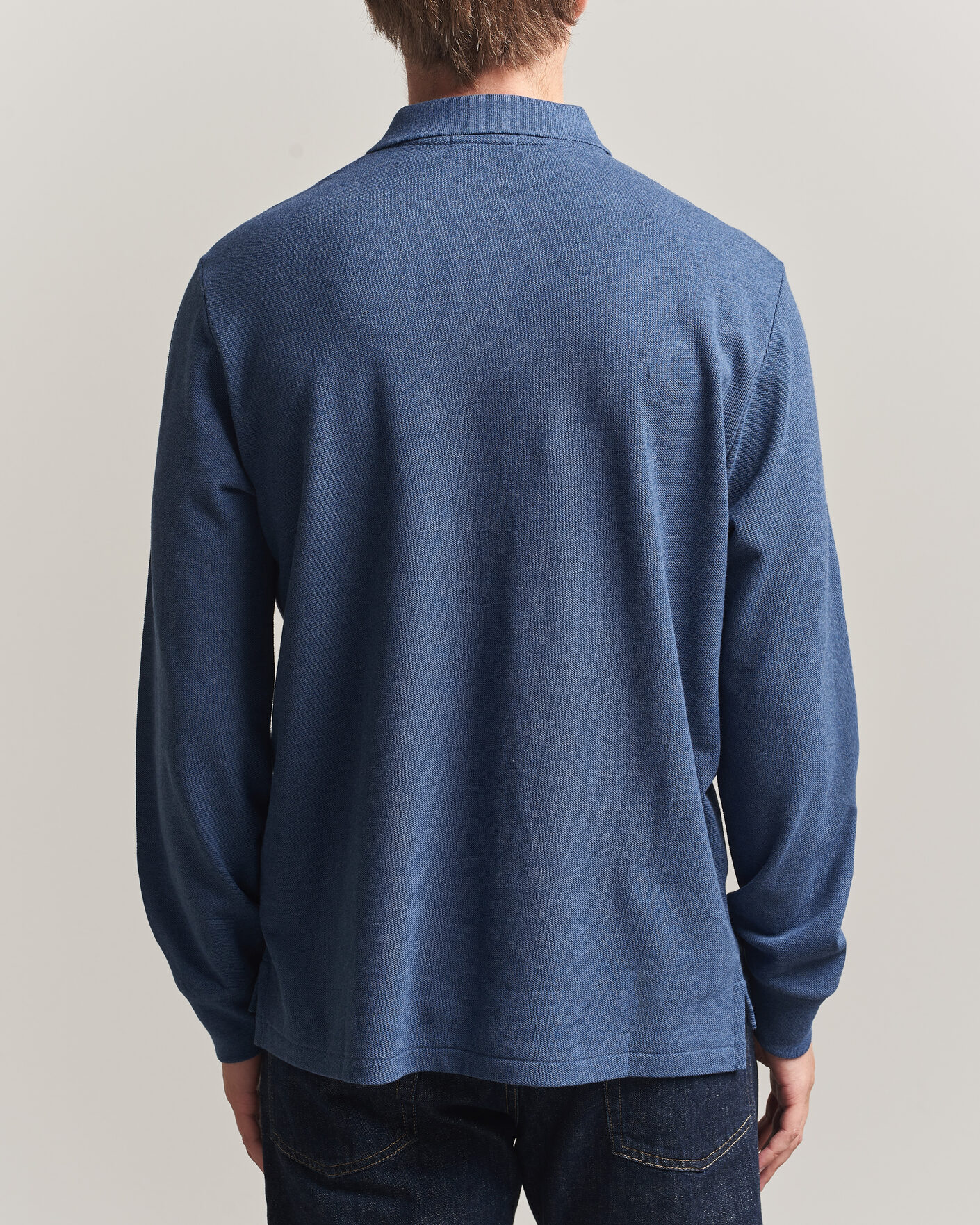 Homme | Polos | Polo Ralph Lauren | Custom Slim Fit Long Sleeve Polo Derby Blue Heather