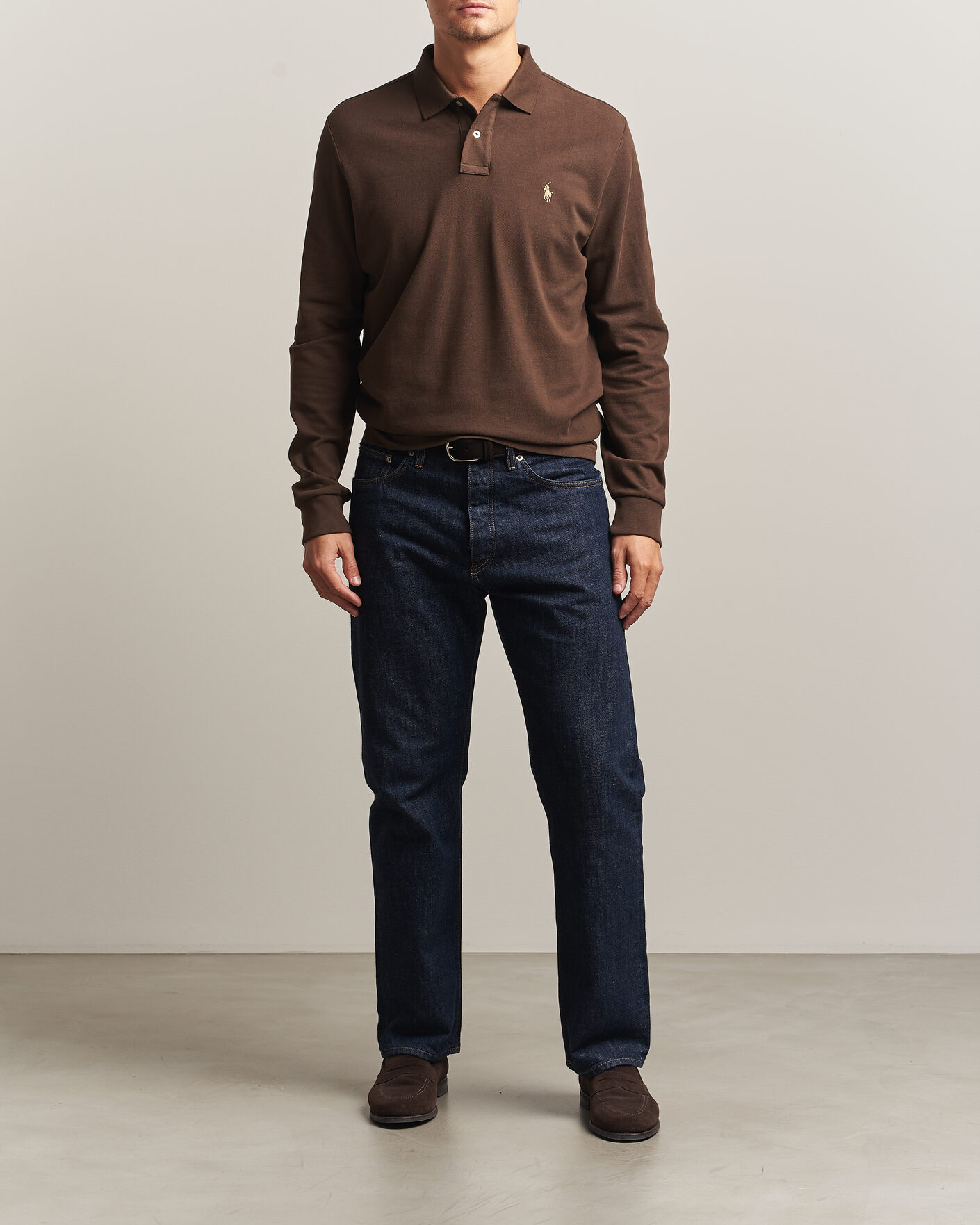 Homme | Polos | Polo Ralph Lauren | Custom Slim Fit Long Sleeve Polo Nutmeg Brown