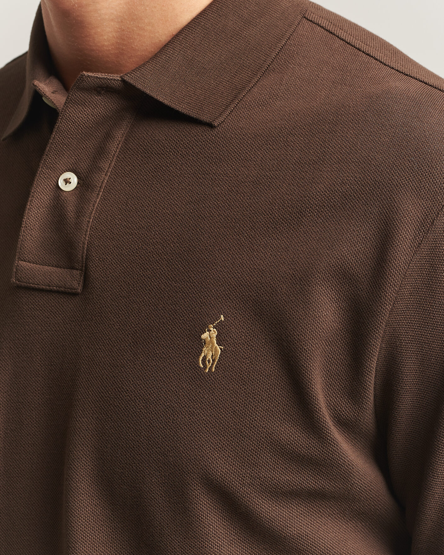 Homme | Polos | Polo Ralph Lauren | Custom Slim Fit Long Sleeve Polo Nutmeg Brown