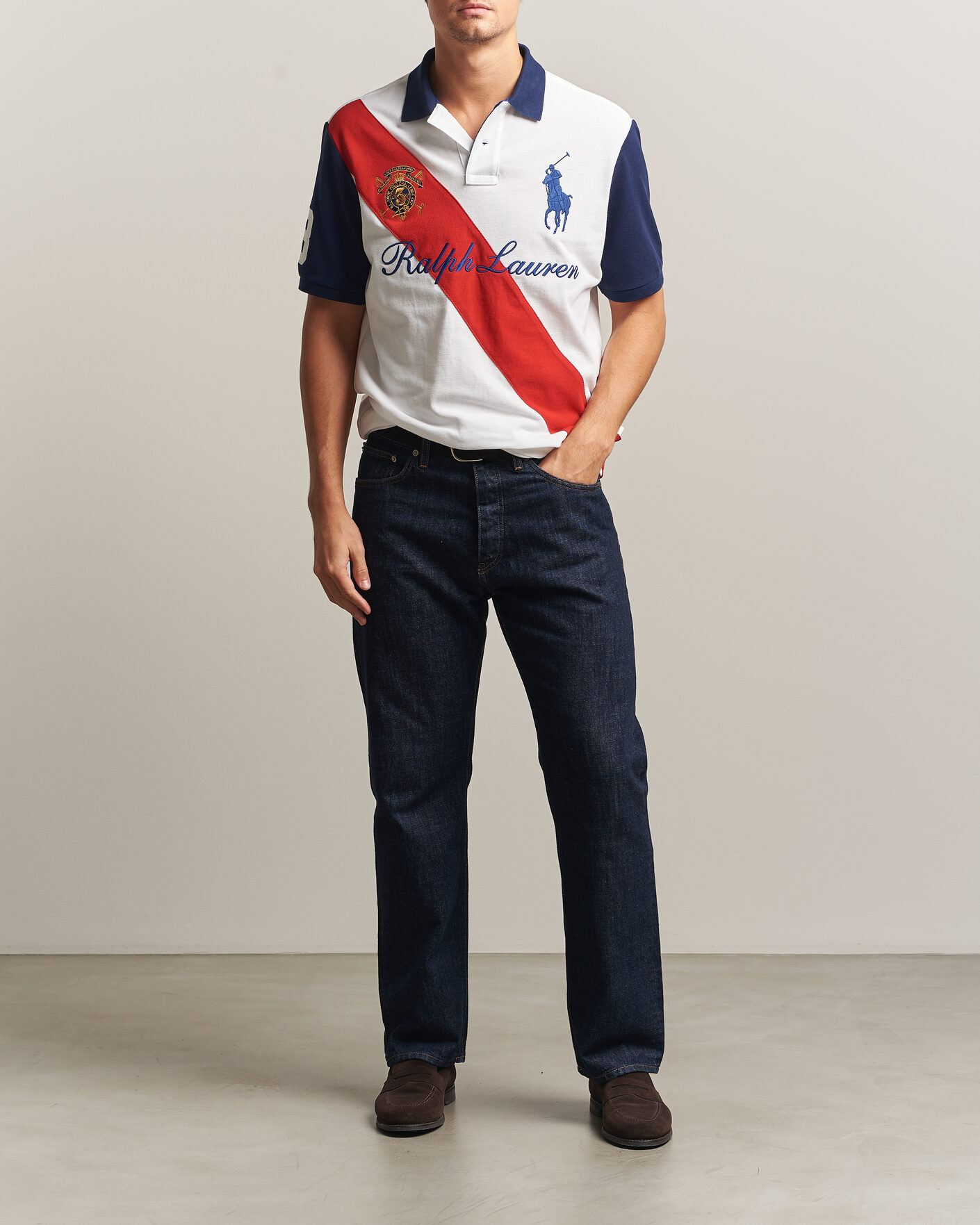 Homme | Polos | Polo Ralph Lauren | Classic Fit Diagonal Stripe Polo White