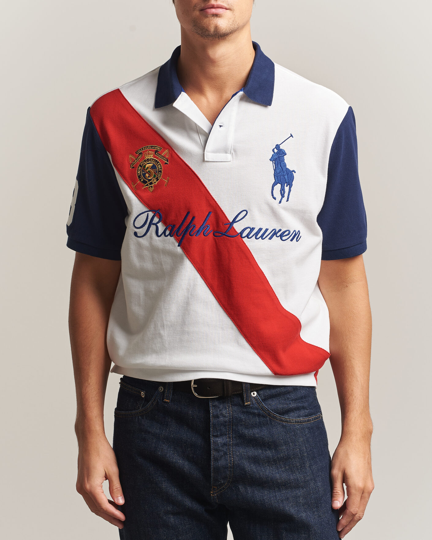 Homme | Polos | Polo Ralph Lauren | Classic Fit Diagonal Stripe Polo White
