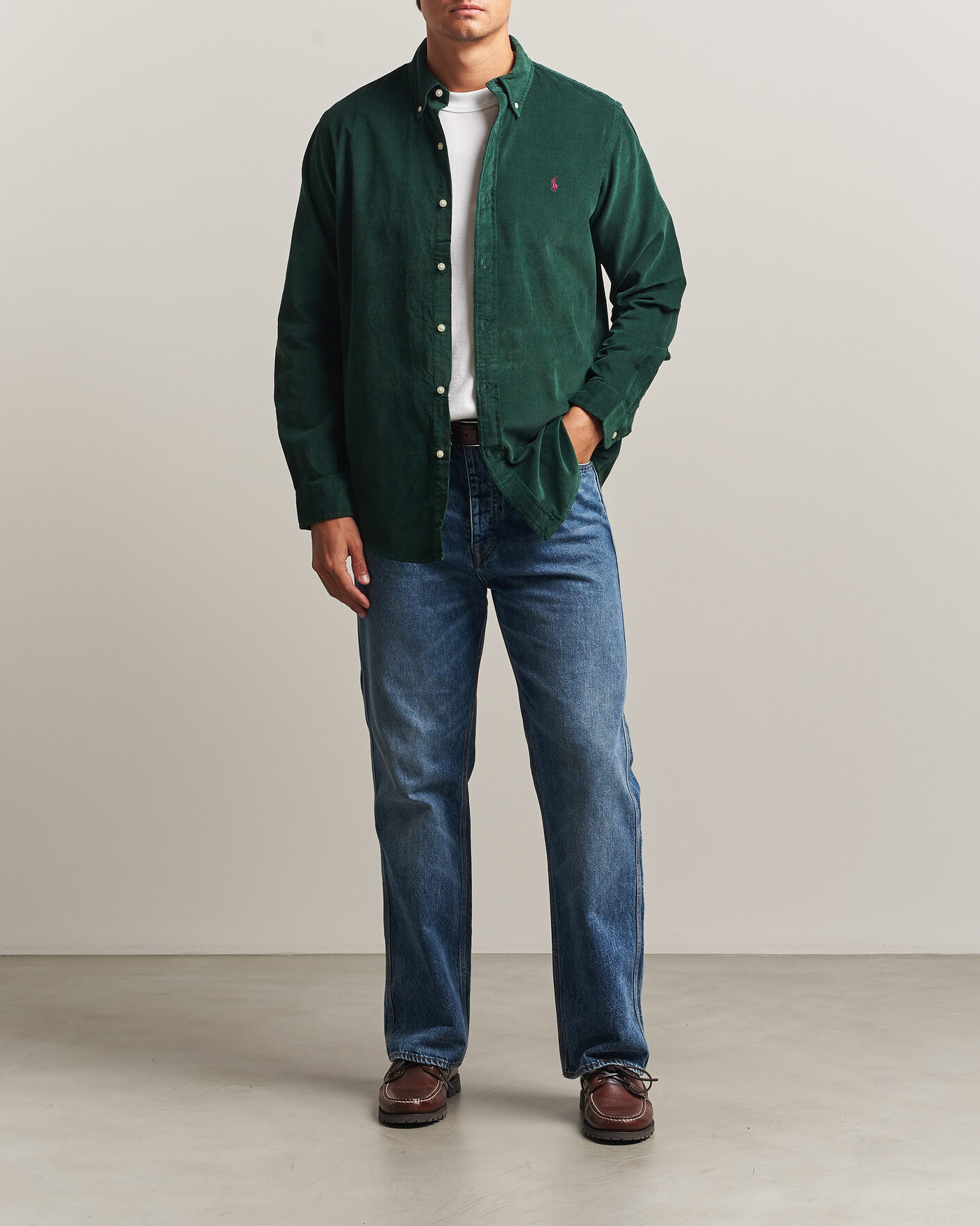 Homme | Chemises | Polo Ralph Lauren | Custom Fit BD Corduroy Shirt Moss Agate