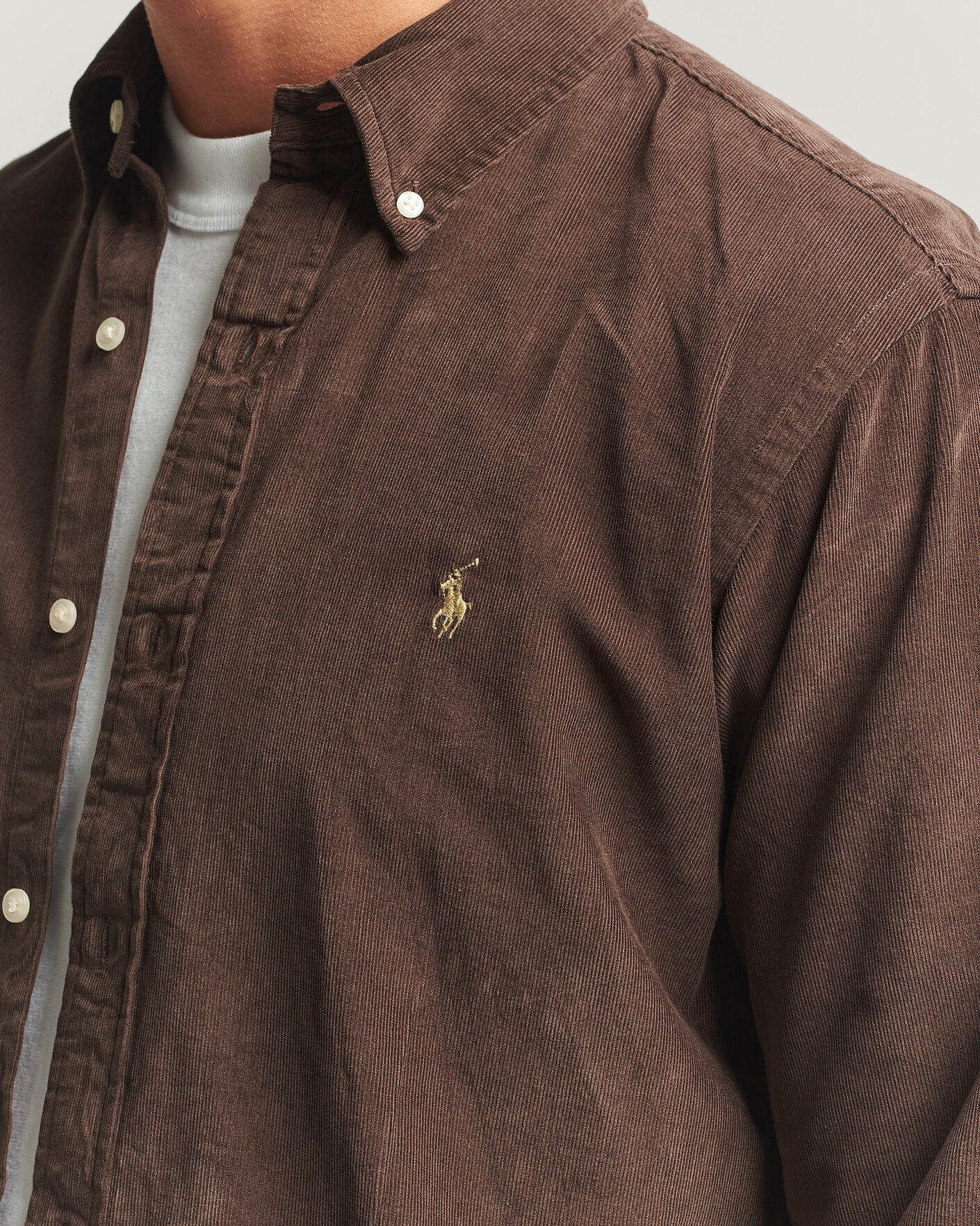 Homme | Chemises | Polo Ralph Lauren | Custom Fit BD Corduroy Shirt Nutmeg Brown