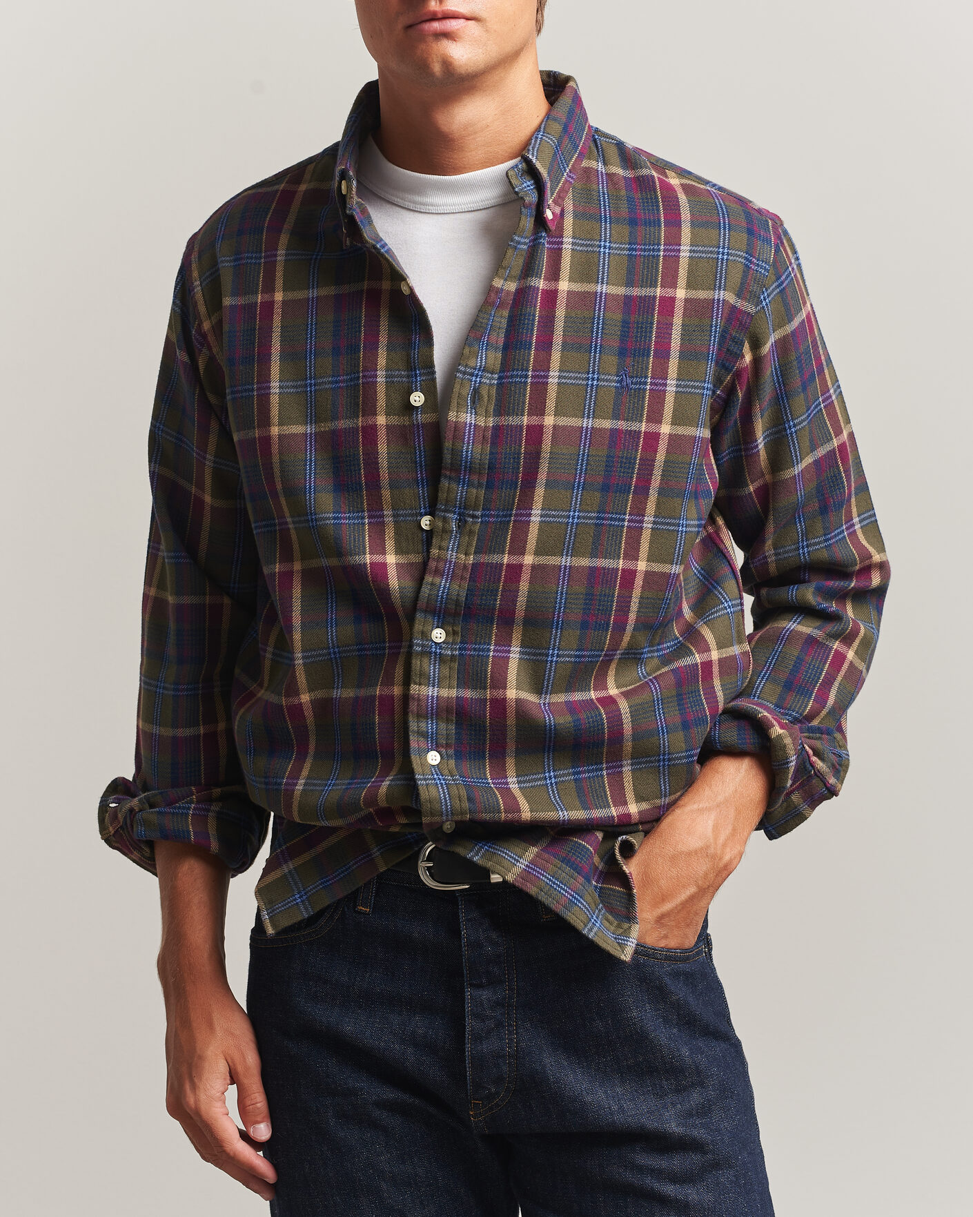 Homme | Chemises | Polo Ralph Lauren | Custom Fit Brushed Flannel Shirt Olive Berry