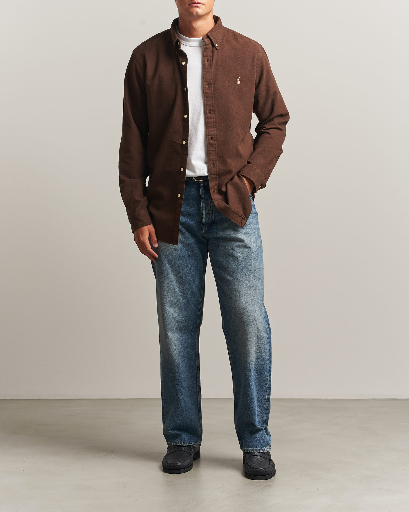 Homme | Chemises | Polo Ralph Lauren | Custom Fit Brushed Flannel Shirt Nutmeg Brown