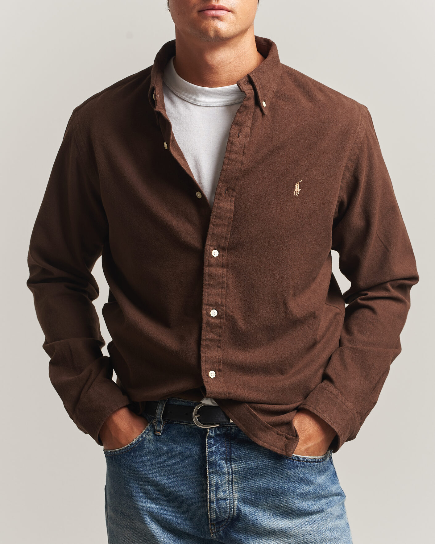 Homme | Chemises | Polo Ralph Lauren | Custom Fit Brushed Flannel Shirt Nutmeg Brown