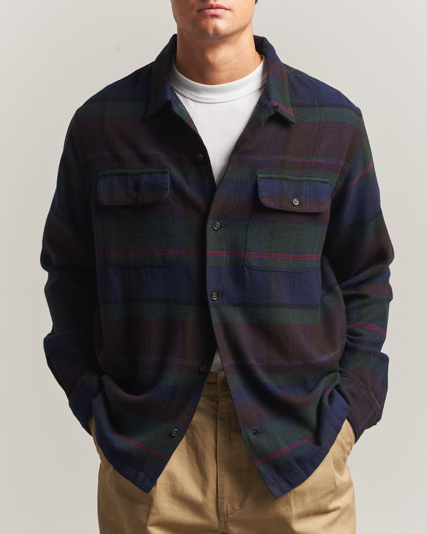 Homme | Chemises | Polo Ralph Lauren | Hudson Ranch Checked Overshirt Olive Royal