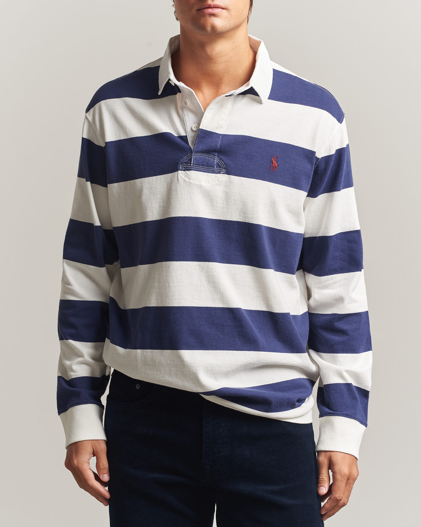 Homme | Pulls Et Tricots | Polo Ralph Lauren | Striped Jersey Rugger Cream/Navy