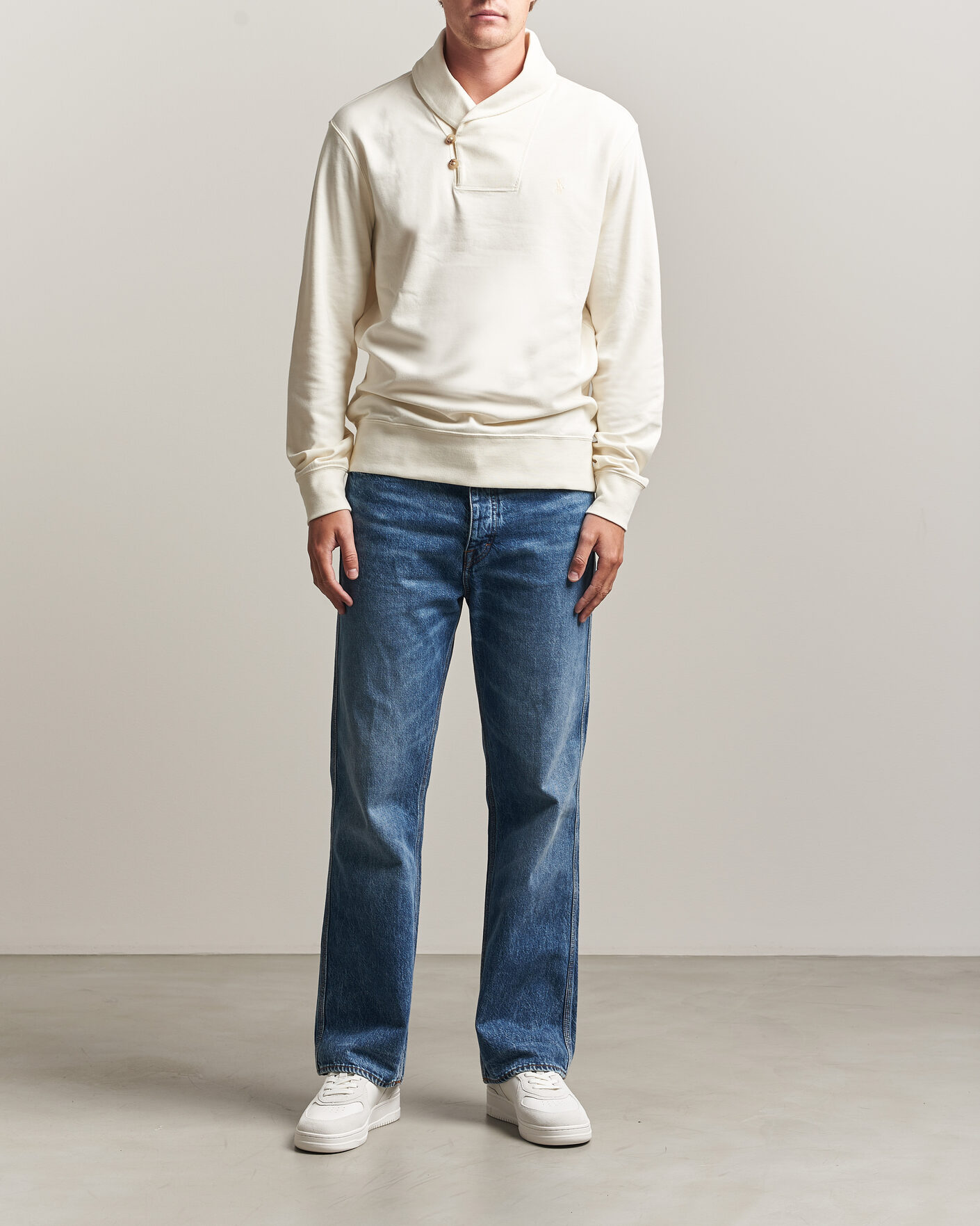Homme | Pulls Et Tricots | Polo Ralph Lauren | Double Knitted Shawl Collar Sweater Pale Cream