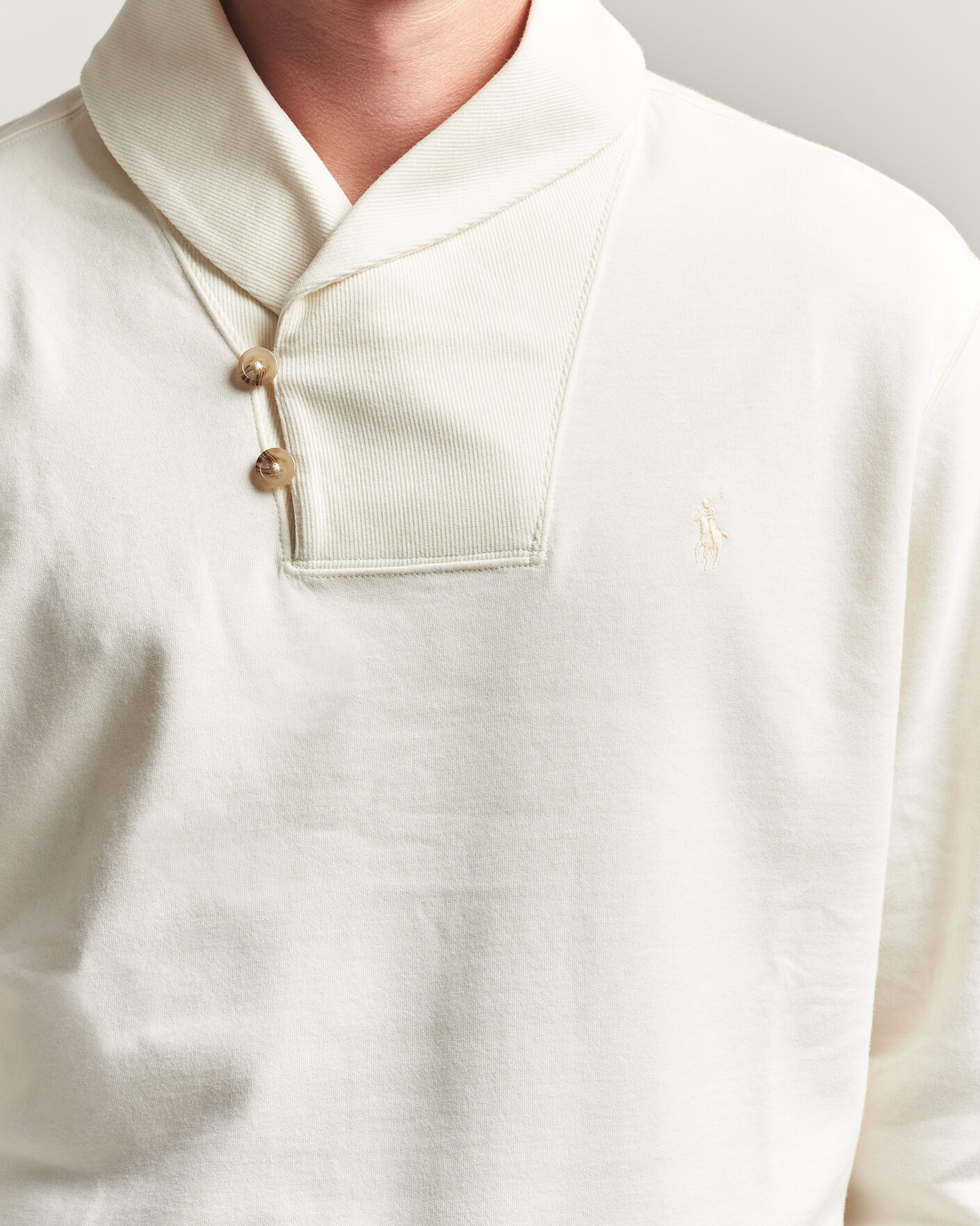 Homme | Pulls Et Tricots | Polo Ralph Lauren | Double Knitted Shawl Collar Sweater Pale Cream
