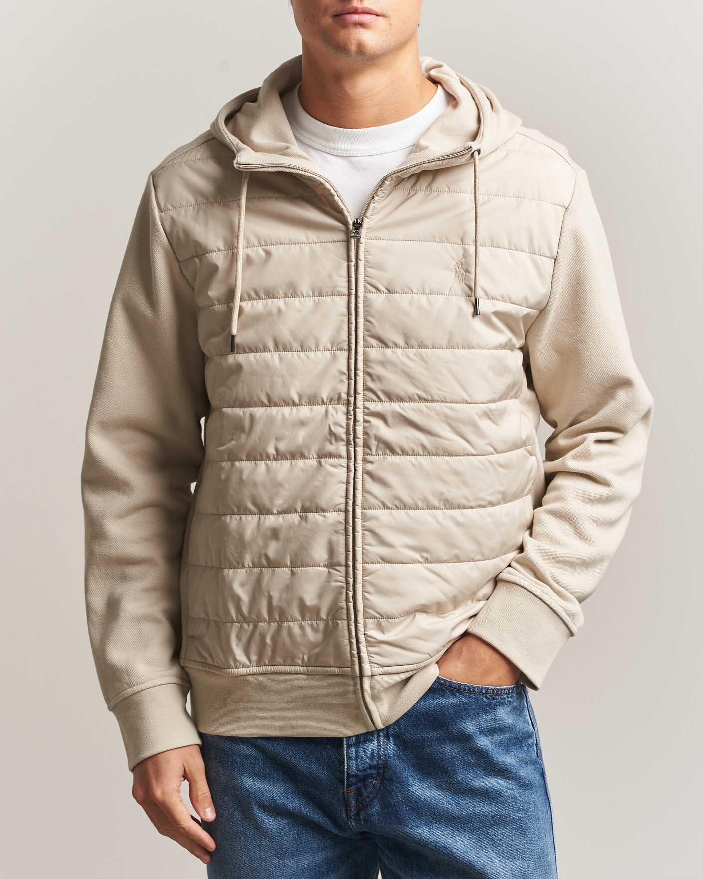 Homme | Pulls Et Tricots | Polo Ralph Lauren | Double Knitted Jaquard Full Zip Hoodie Stoneware Grey