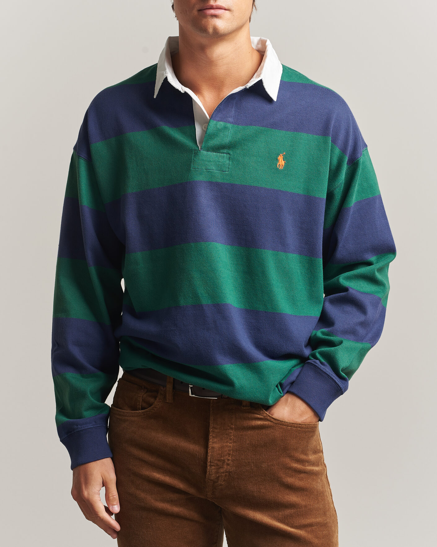 Homme | Pulls Et Tricots | Polo Ralph Lauren | Jersey Knitted Rugby Pullover Green/Cobolt