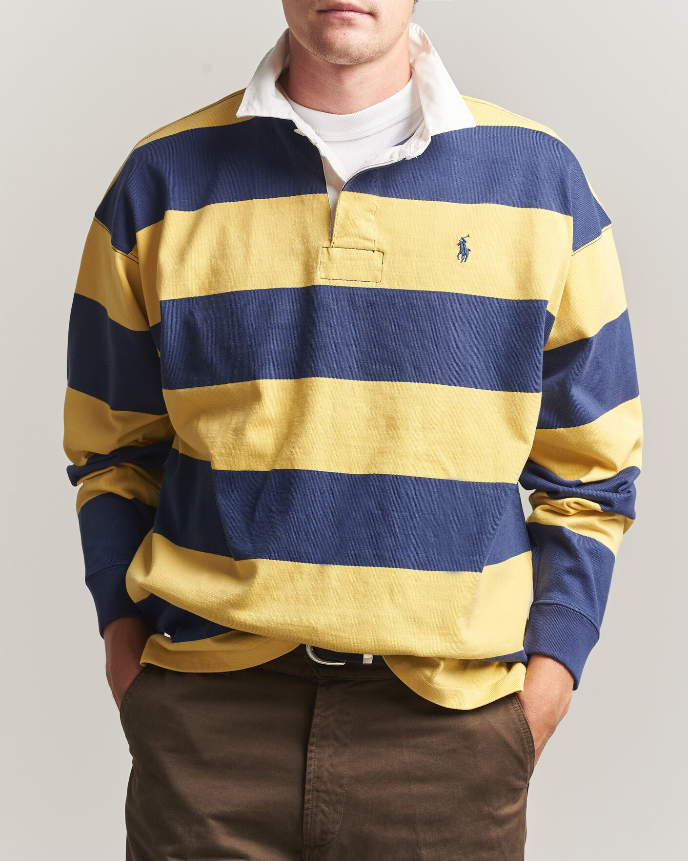 Homme | Pulls Et Tricots | Polo Ralph Lauren | Jersey Knitted Rugby Pullover Yellow/Cobolt