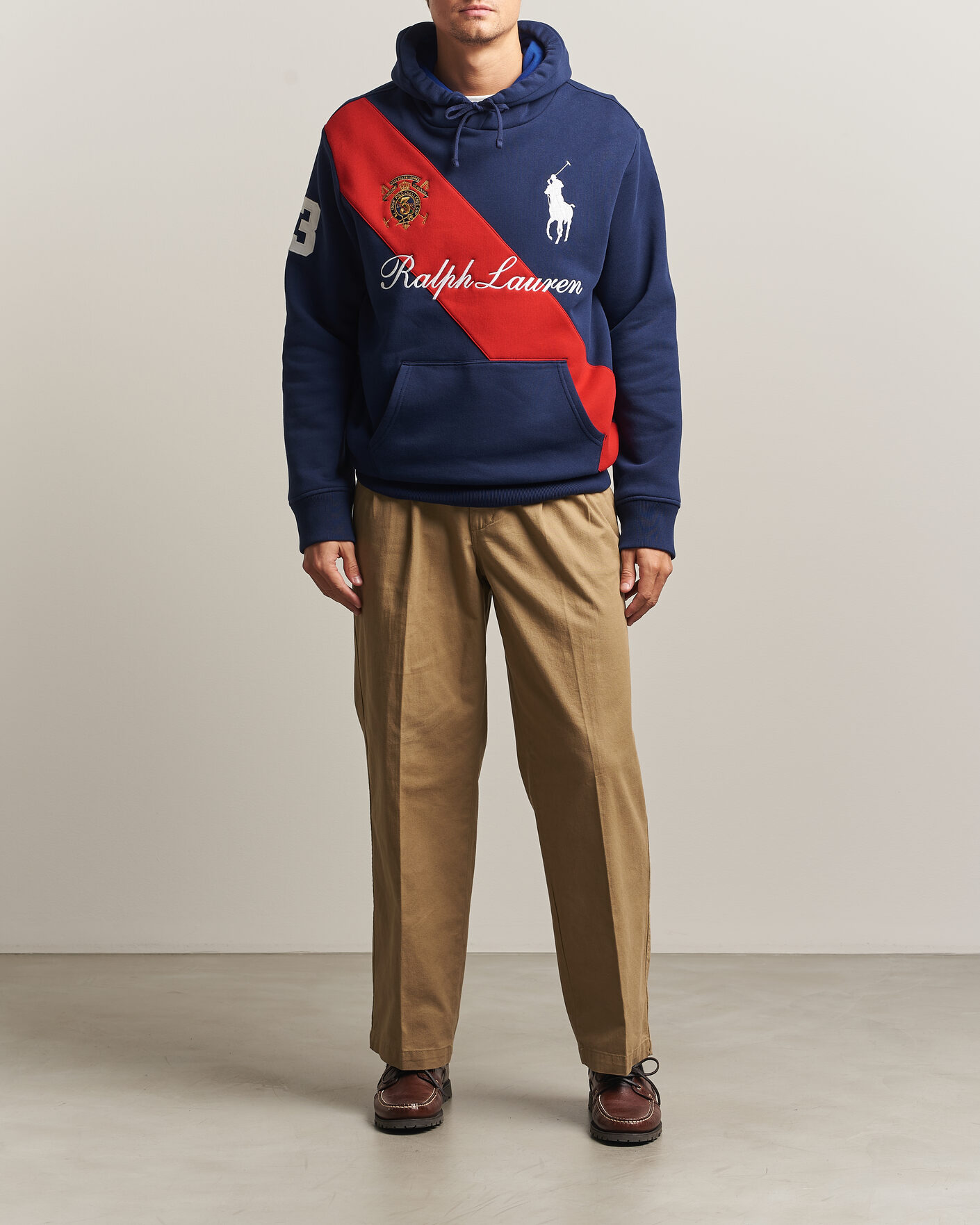 Homme | Pulls Et Tricots | Polo Ralph Lauren | Diagonal Stripe Big Pony Hoodie Newport Navy