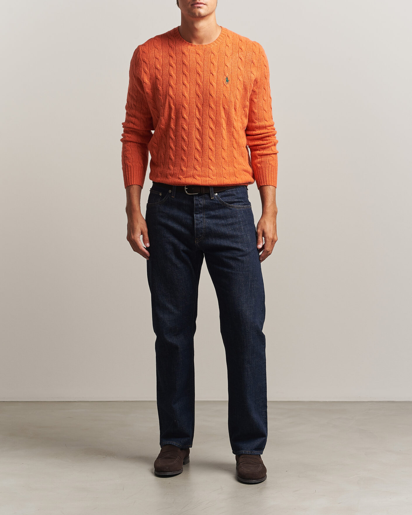 Homme | Pulls Et Tricots | Polo Ralph Lauren | Wool/Cashmere Cable Crew Neck Orange Jasper Heather