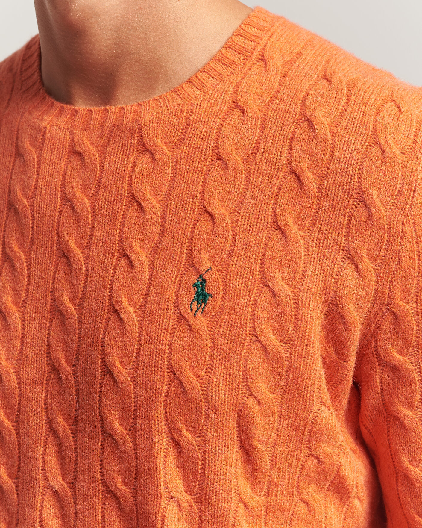 Homme | Pulls Et Tricots | Polo Ralph Lauren | Wool/Cashmere Cable Crew Neck Orange Jasper Heather