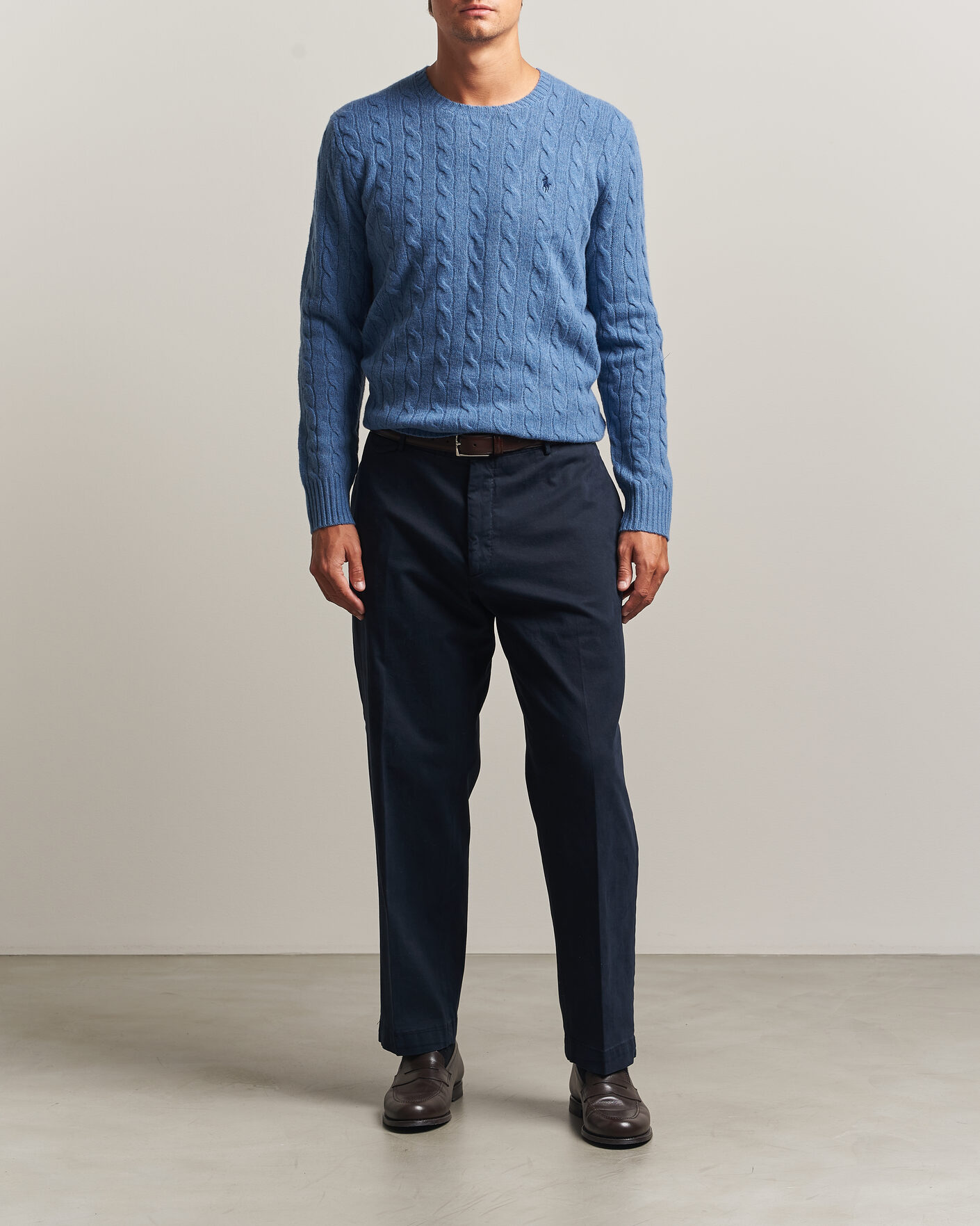 Homme | Pulls Et Tricots | Polo Ralph Lauren | Wool/Cashmere Cable Crew Neck Blue Borage Heather