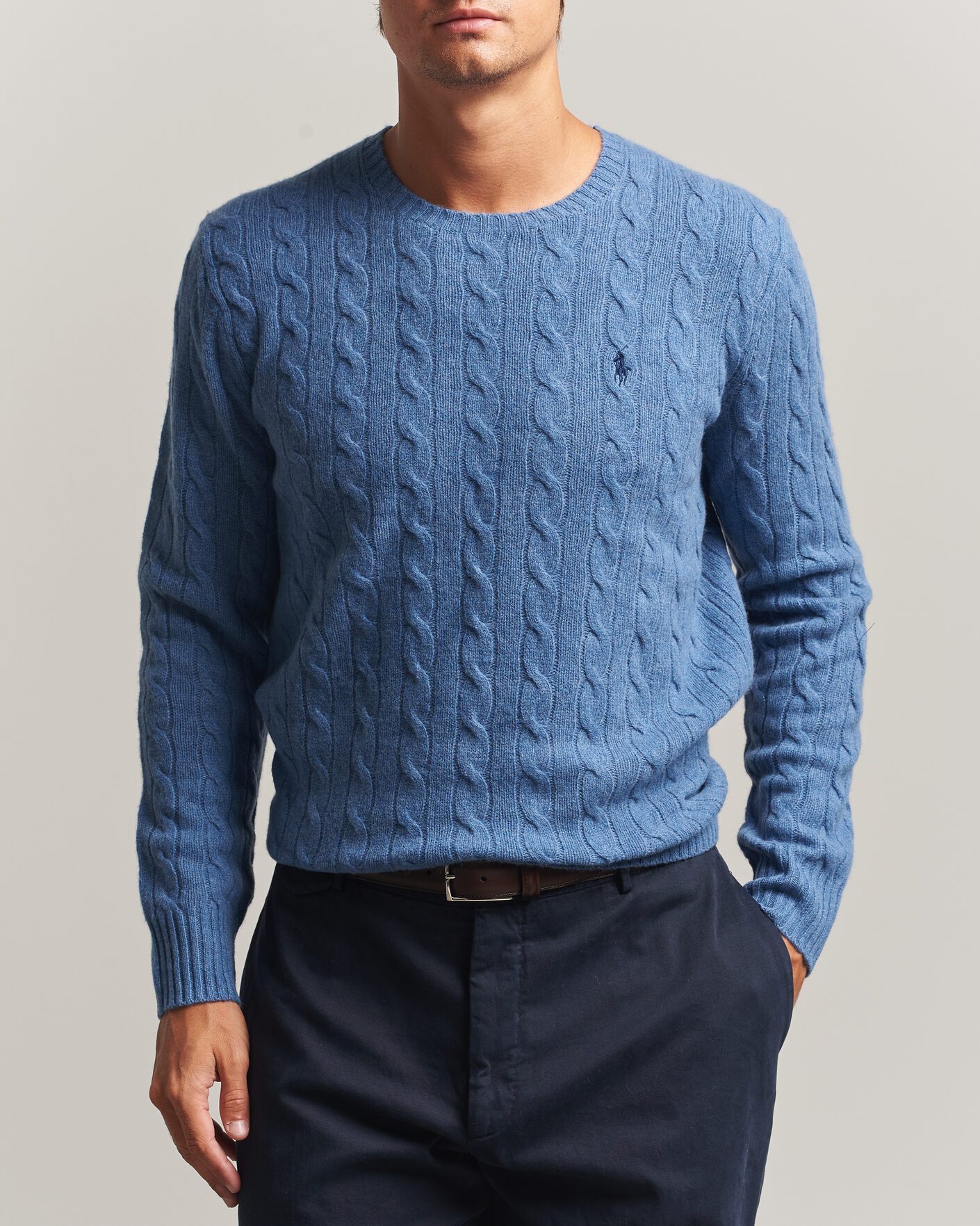 Homme | Pulls Et Tricots | Polo Ralph Lauren | Wool/Cashmere Cable Crew Neck Blue Borage Heather