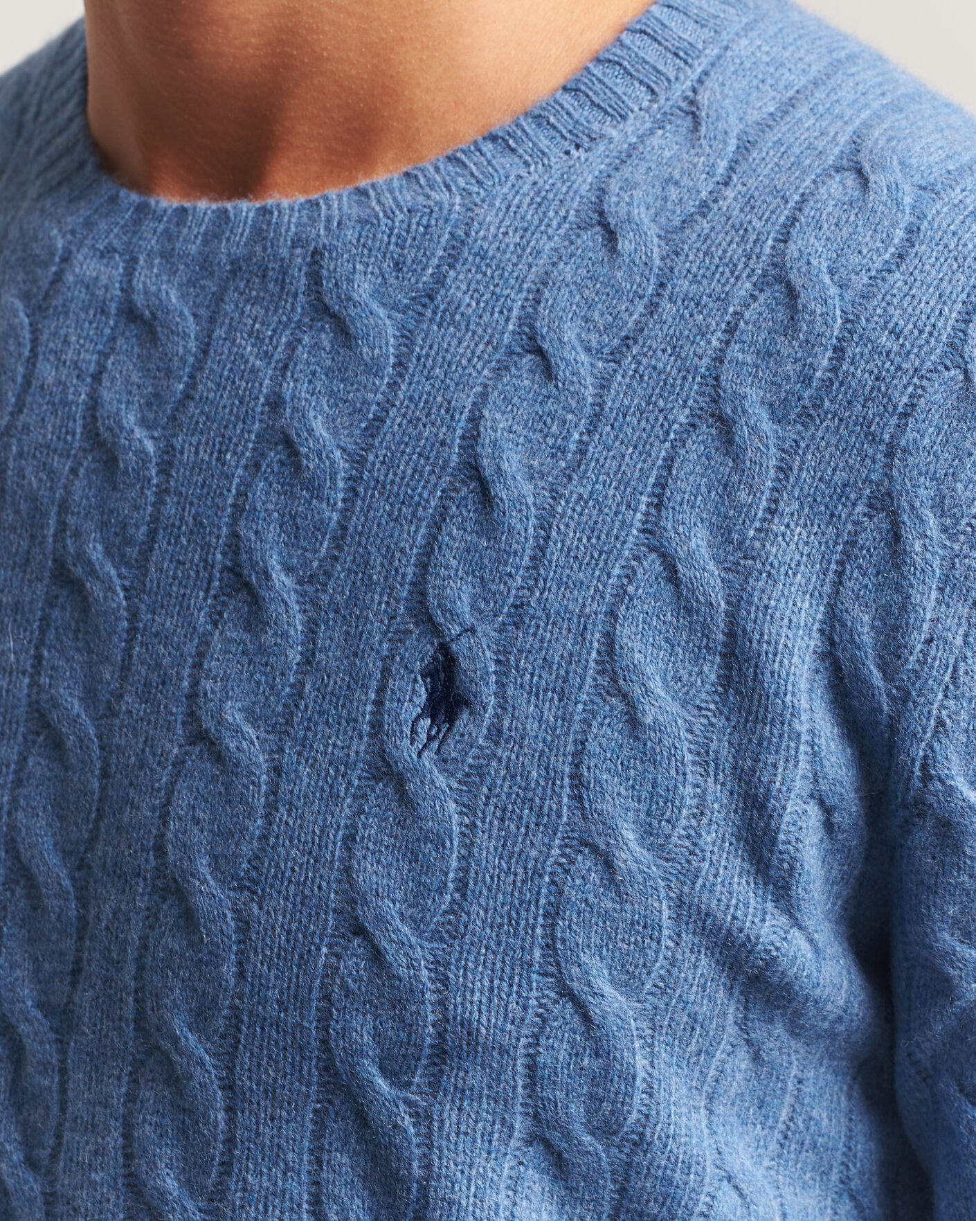 Homme | Pulls Et Tricots | Polo Ralph Lauren | Wool/Cashmere Cable Crew Neck Blue Borage Heather
