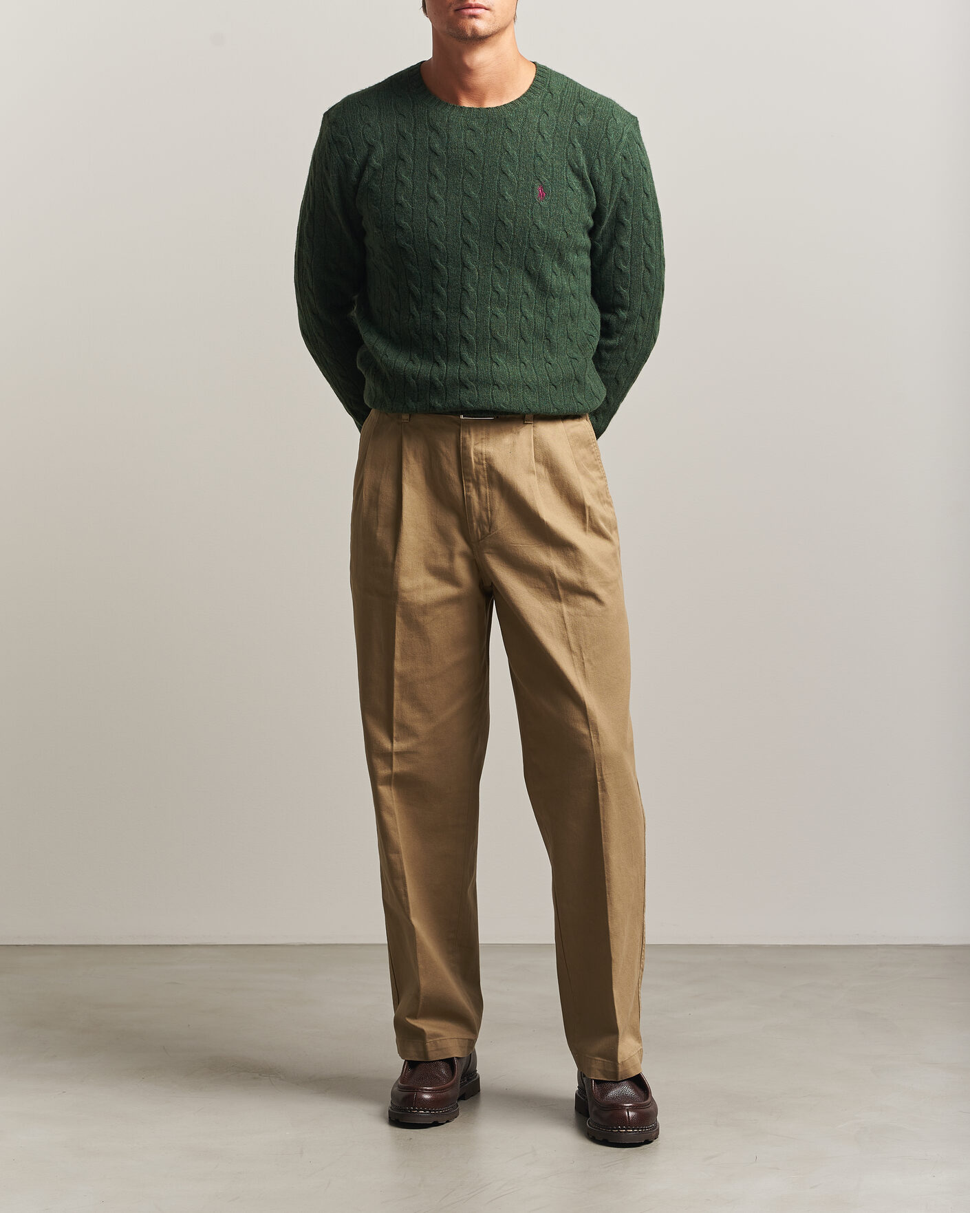 Homme | Pulls Et Tricots | Polo Ralph Lauren | Wool/Cashmere Cable Crew Neck Lodgepole Pine Heather