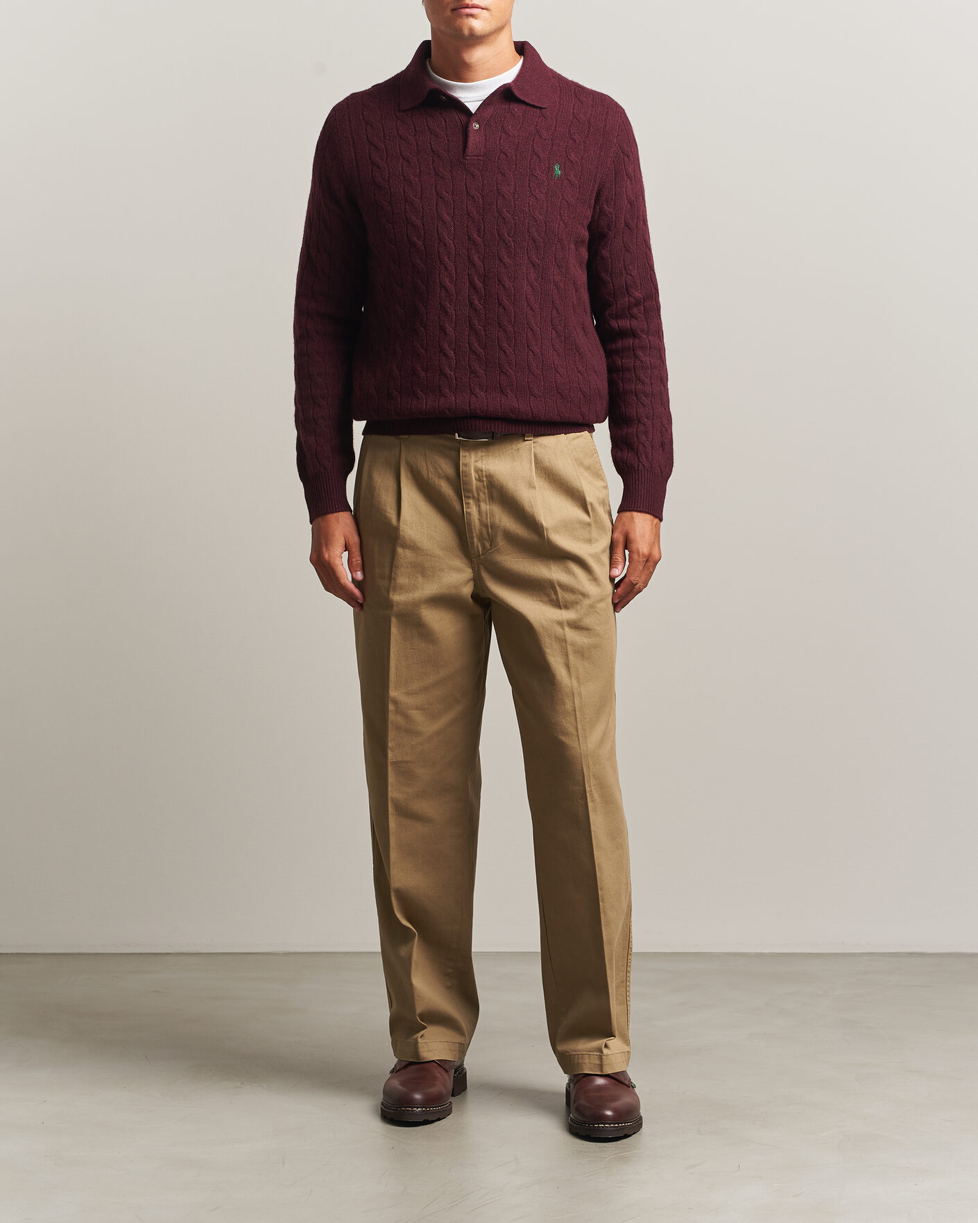 Homme | Pulls Et Tricots | Polo Ralph Lauren | Wool/Cashmere Cable Knit Polo Aged Wine Heather