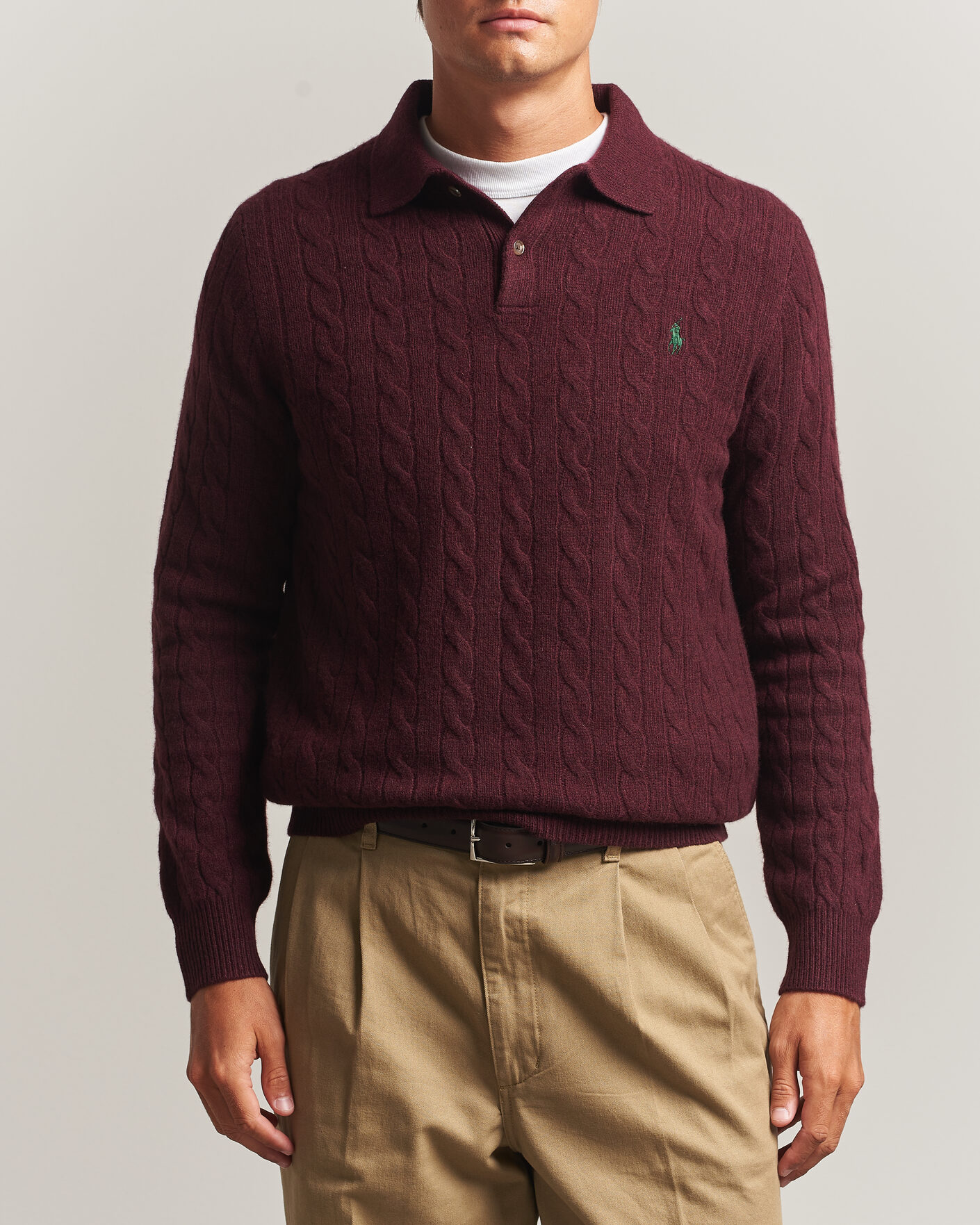 Homme | Pulls Et Tricots | Polo Ralph Lauren | Wool/Cashmere Cable Knit Polo Aged Wine Heather