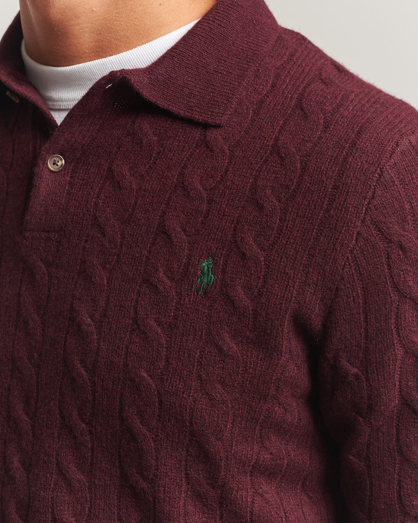 Homme | Pulls Et Tricots | Polo Ralph Lauren | Wool/Cashmere Cable Knit Polo Aged Wine Heather