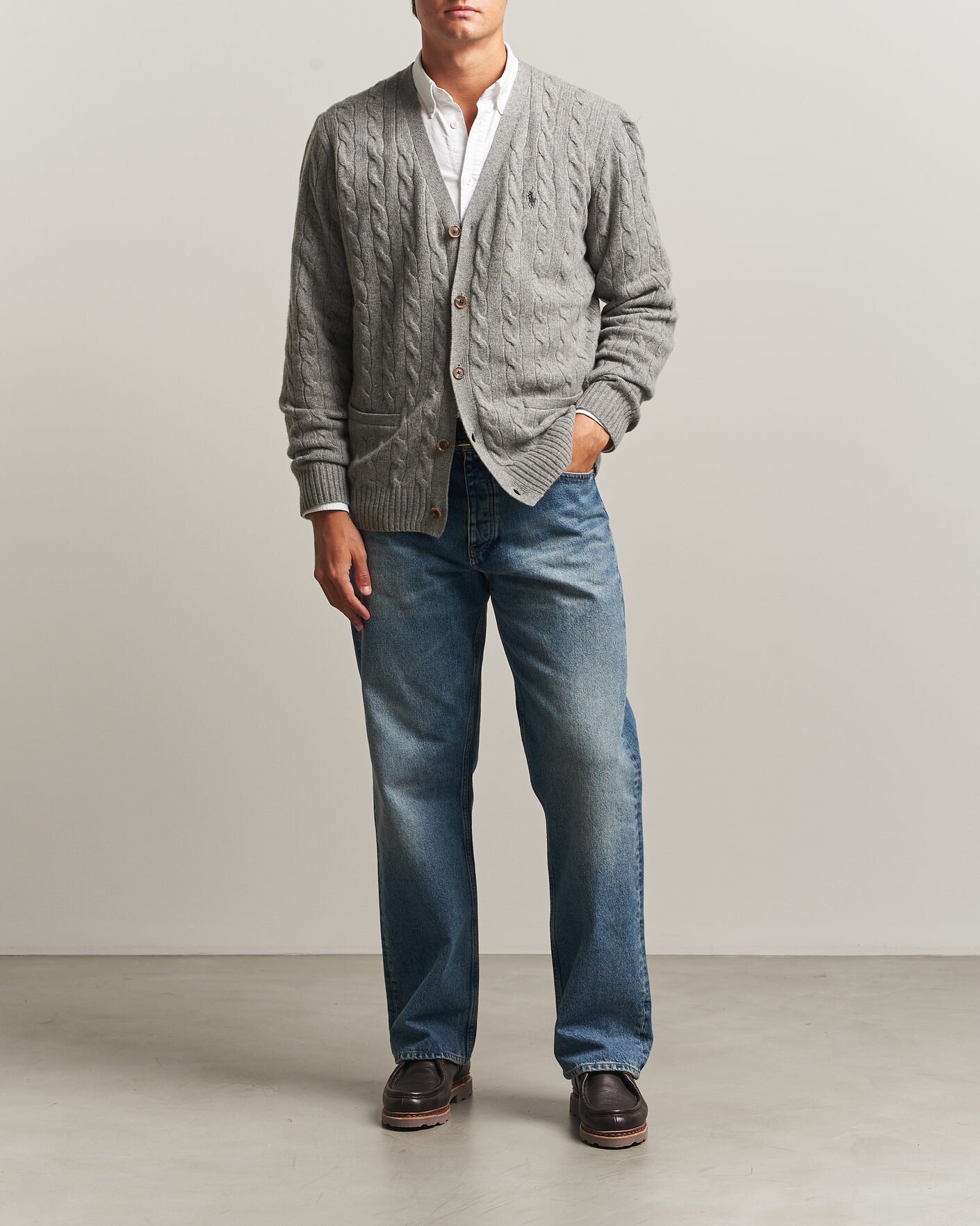 Homme | Pulls Et Tricots | Polo Ralph Lauren | Wool/Cashmere Cable Cardigan Fawn Grey Heather