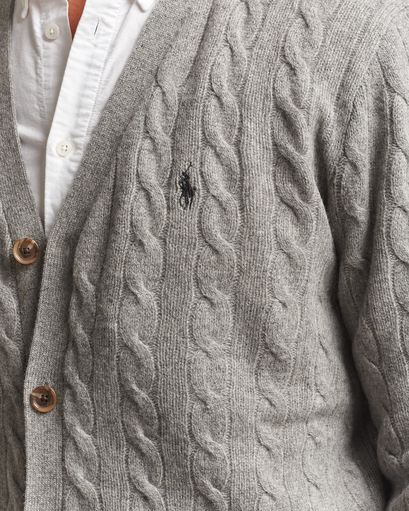 Homme | Pulls Et Tricots | Polo Ralph Lauren | Wool/Cashmere Cable Cardigan Fawn Grey Heather