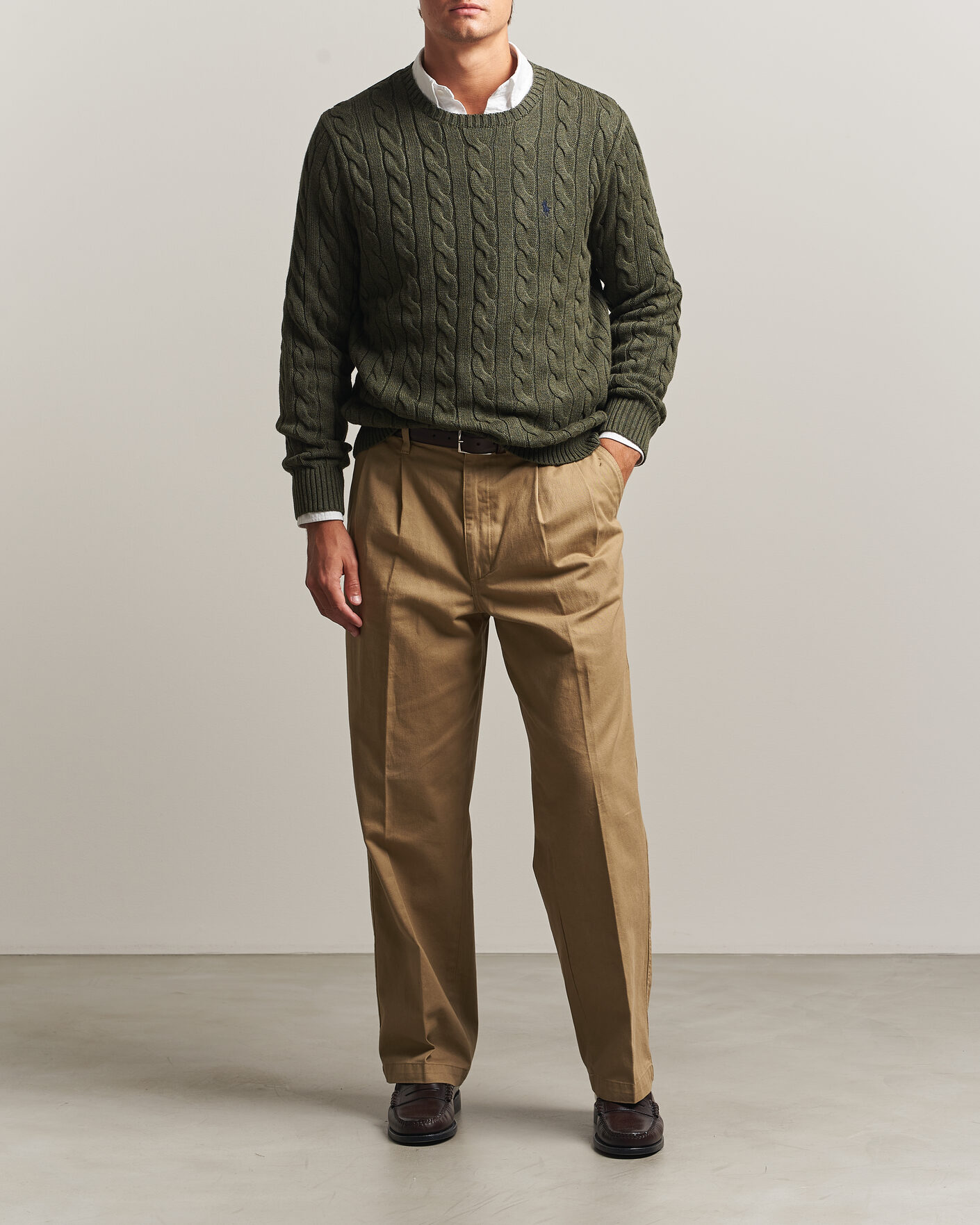 Homme | Pulls Et Tricots | Polo Ralph Lauren | Cotton Cable Pullover  Olive Shrub Heather