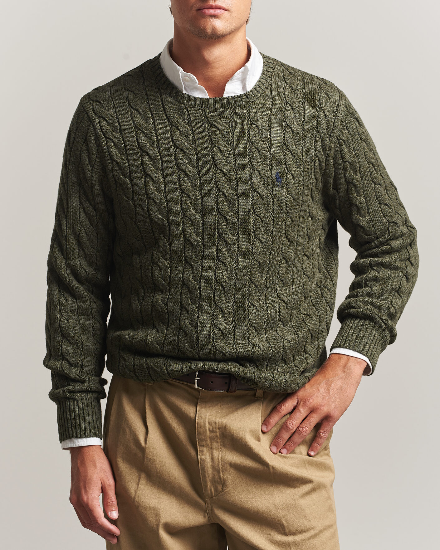 Homme | Pulls Et Tricots | Polo Ralph Lauren | Cotton Cable Pullover  Olive Shrub Heather