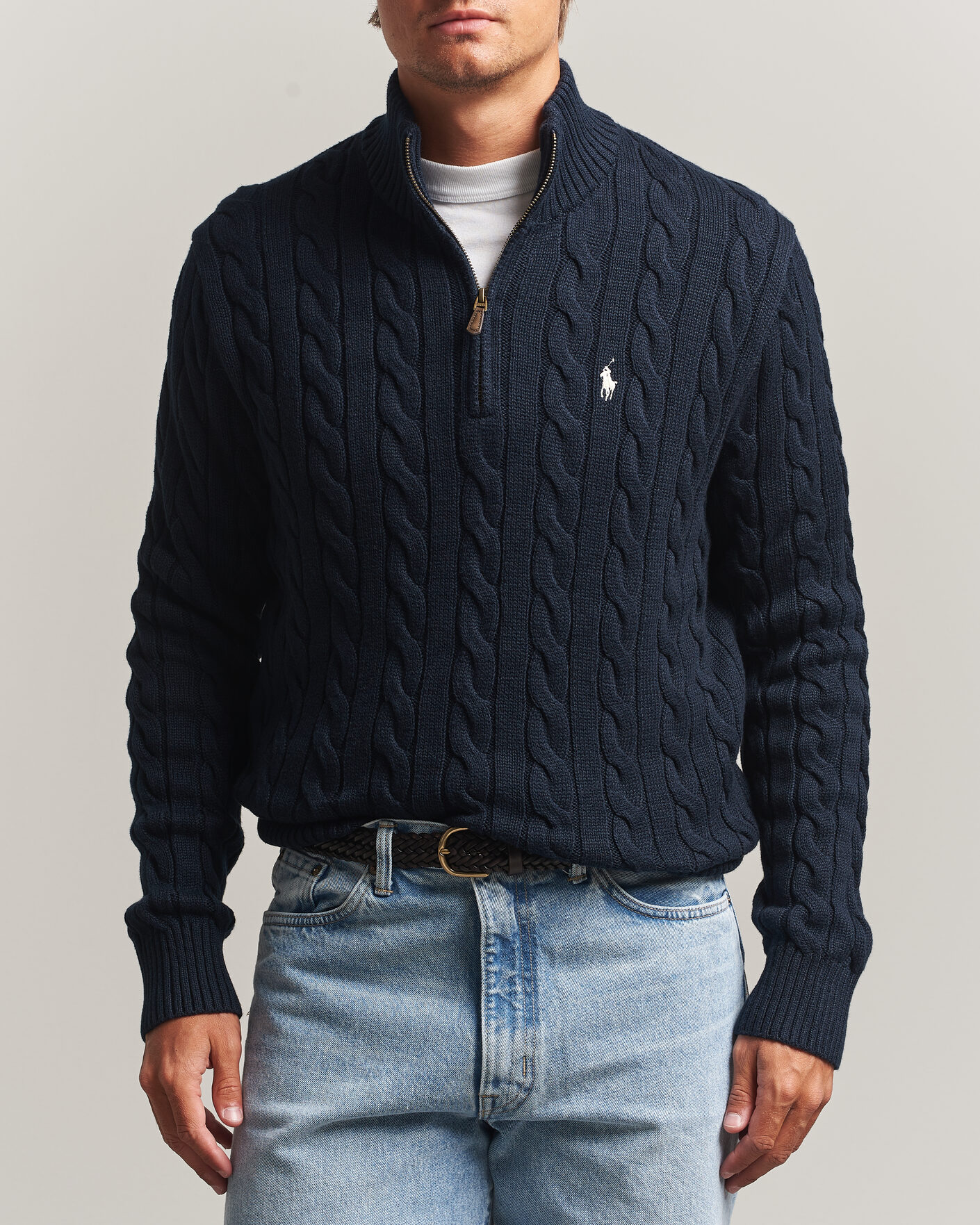Homme | Pulls Et Tricots | Polo Ralph Lauren | Cotton Cable Half Zip Hunter Navy