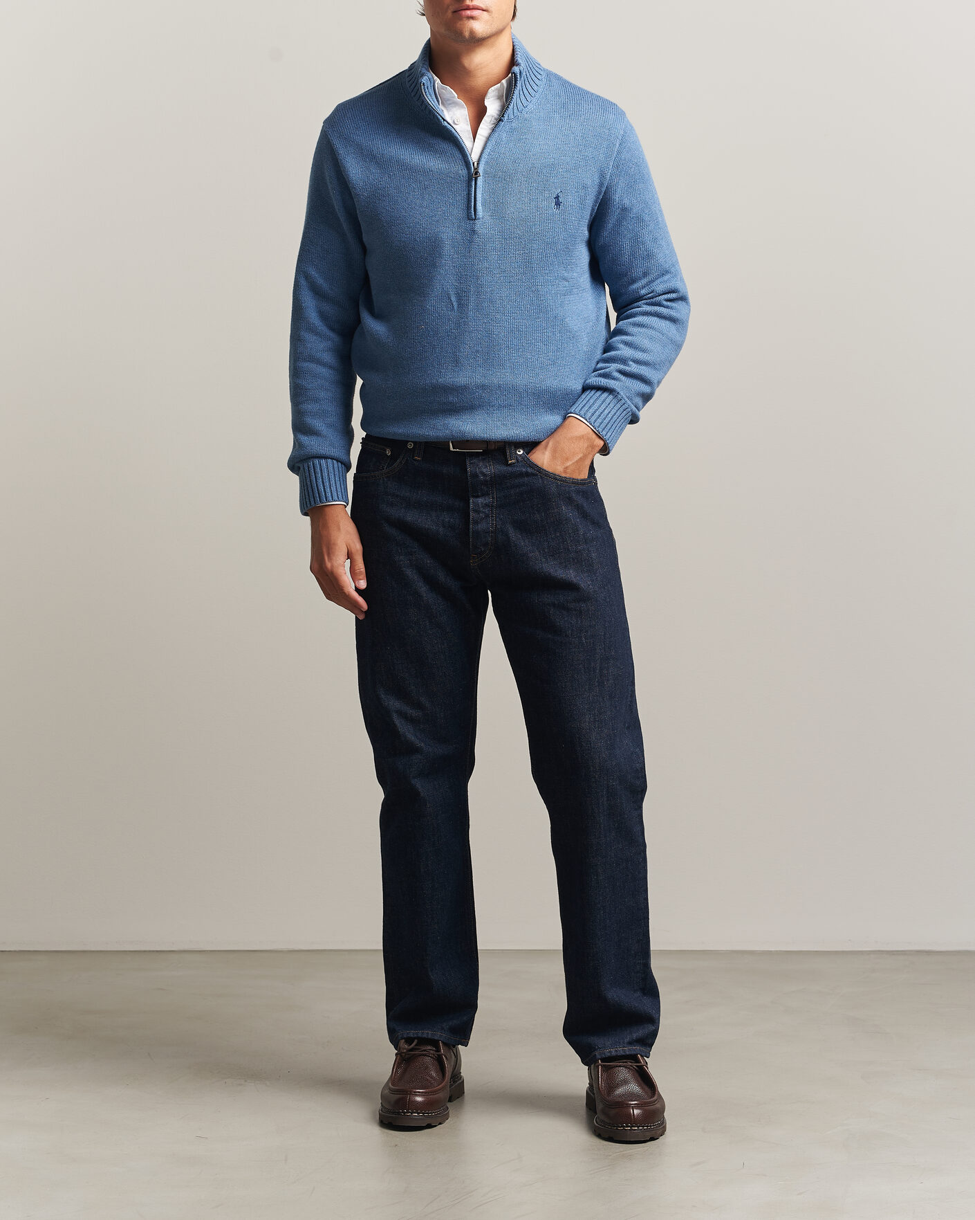 Homme | Pulls Et Tricots | Polo Ralph Lauren | Cotton Pullover Half Zip Blue Borage Heather