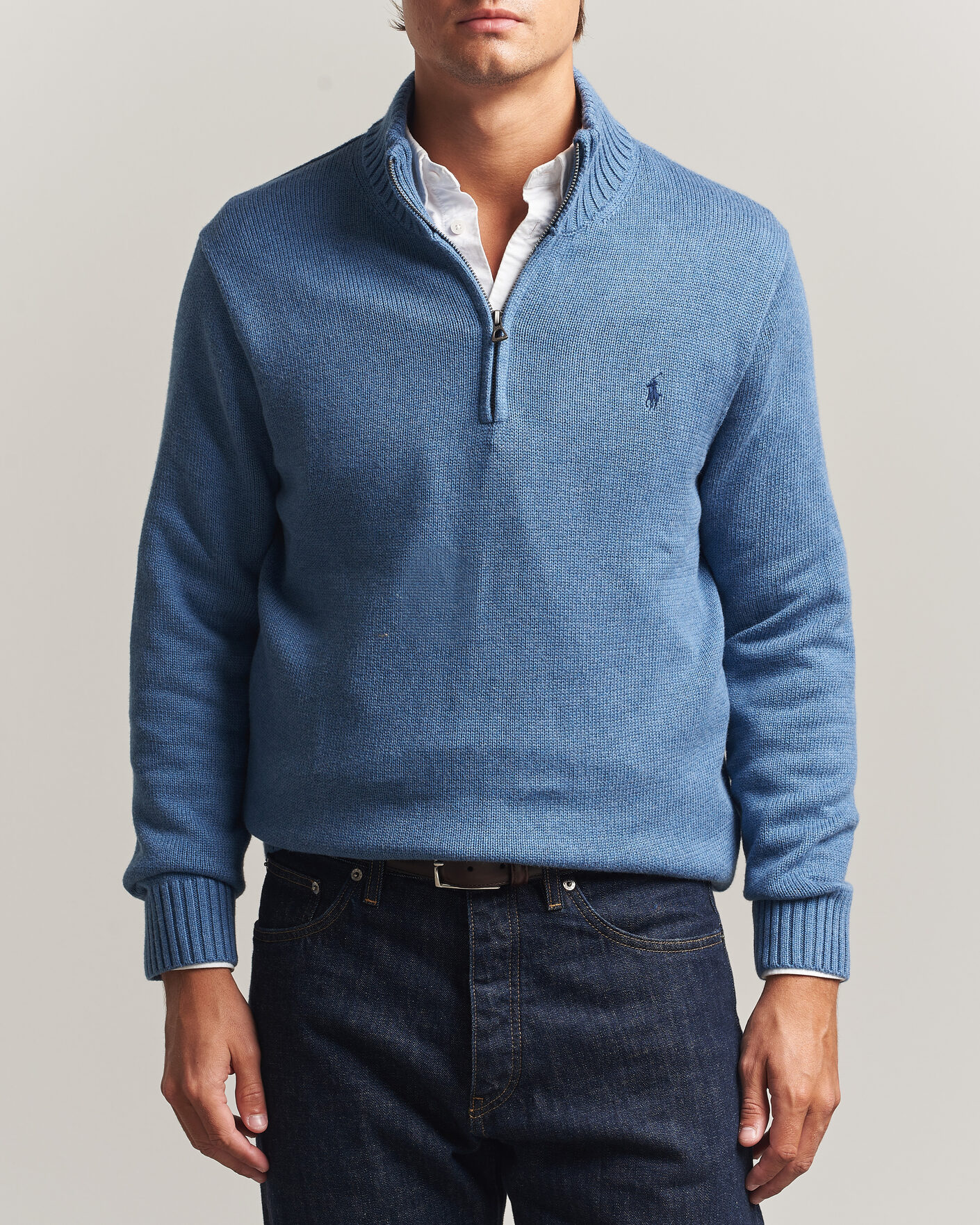 Homme | Pulls Et Tricots | Polo Ralph Lauren | Cotton Pullover Half Zip Blue Borage Heather