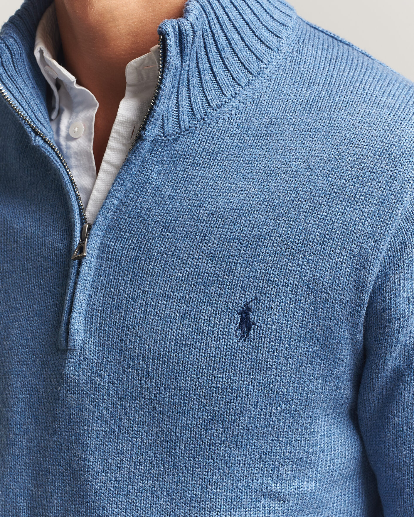 Homme | Pulls Et Tricots | Polo Ralph Lauren | Cotton Pullover Half Zip Blue Borage Heather