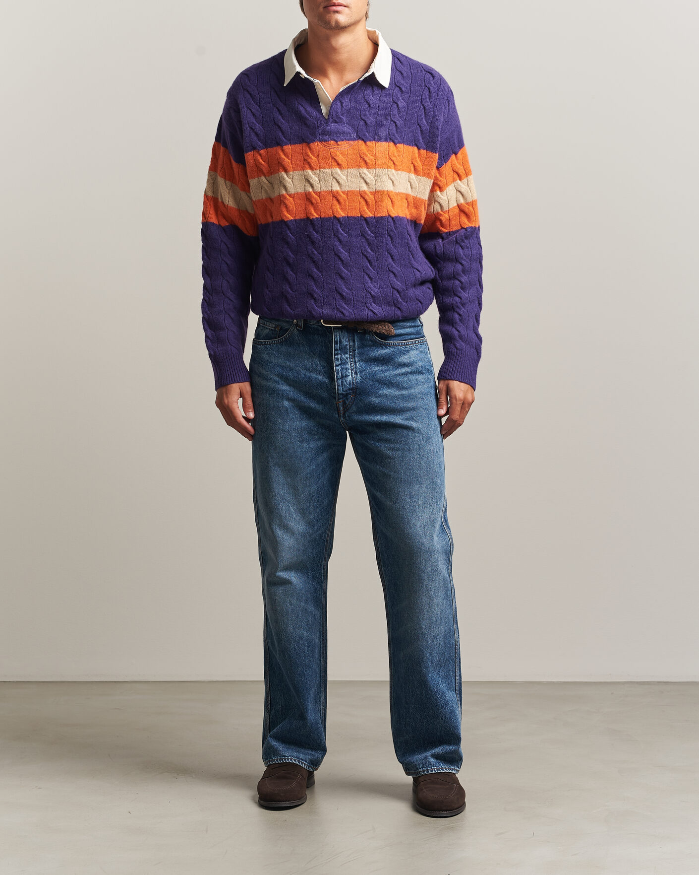 Homme | Pulls Et Tricots | Polo Ralph Lauren | Wool Blend Cable Knitted Polo Purple Combo
