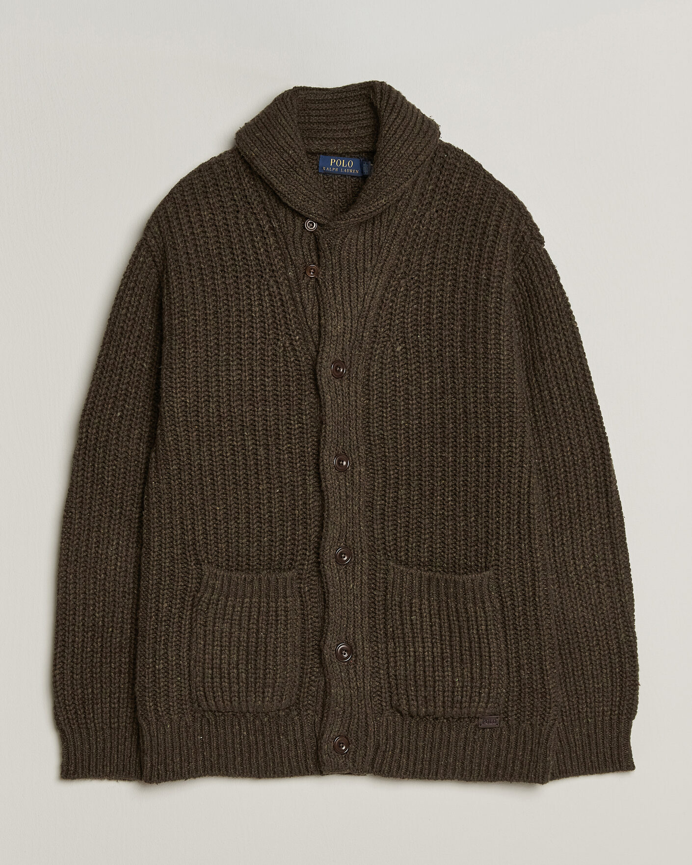 Homme | Pulls Et Tricots | Polo Ralph Lauren | Wool Blend Shawl Collar Cardigan Olive Brown Marl