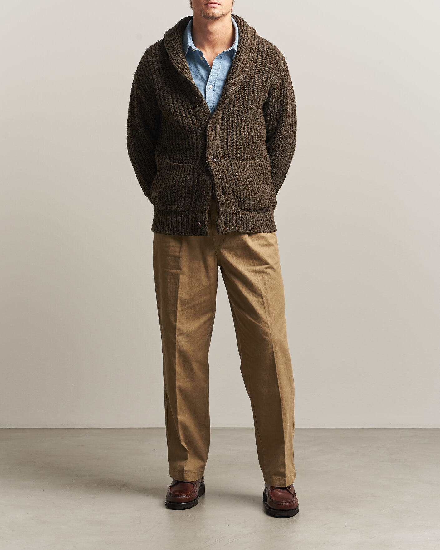 Homme | Pulls Et Tricots | Polo Ralph Lauren | Wool Blend Shawl Collar Cardigan Olive Brown Marl
