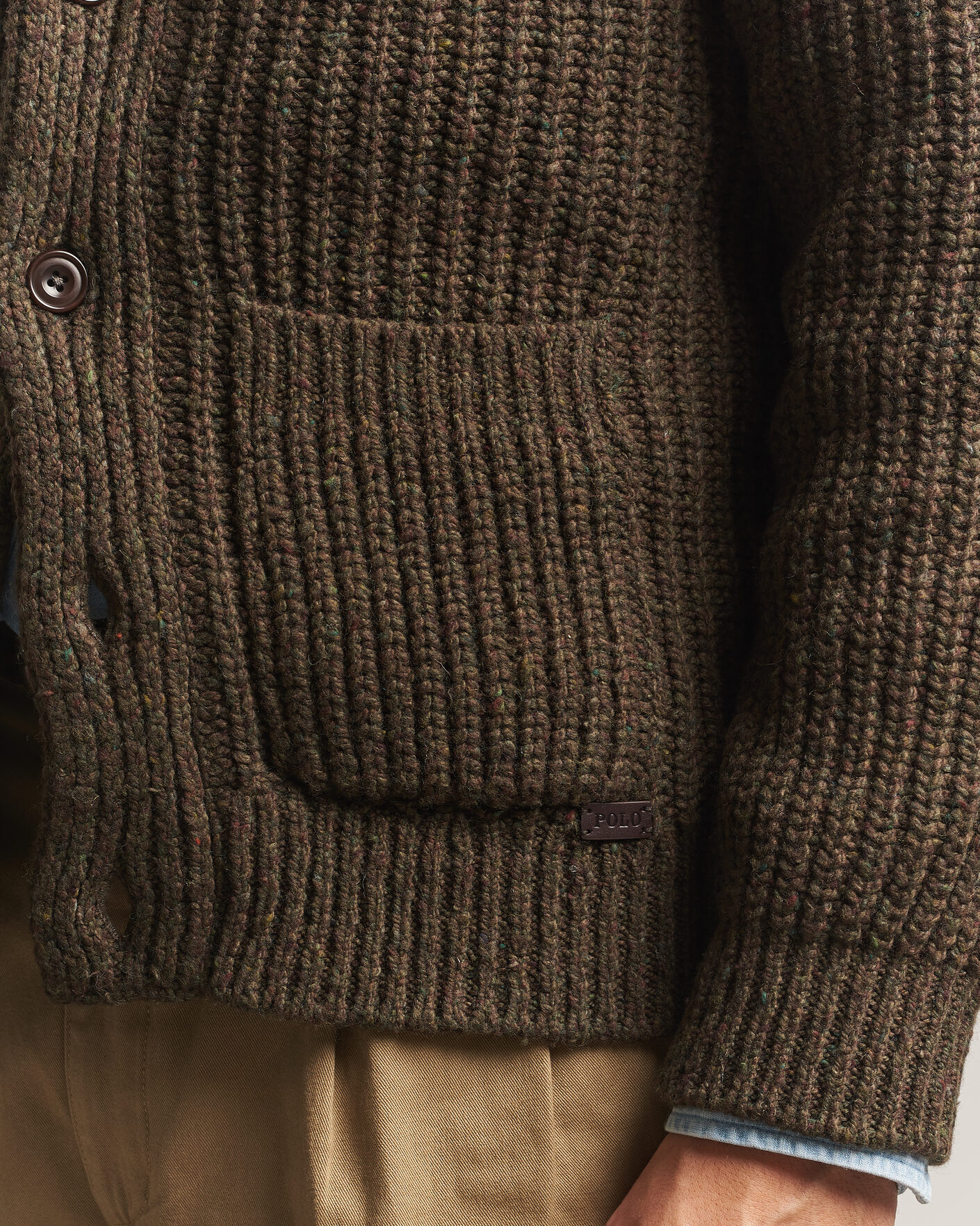 Homme | Pulls Et Tricots | Polo Ralph Lauren | Wool Blend Shawl Collar Cardigan Olive Brown Marl