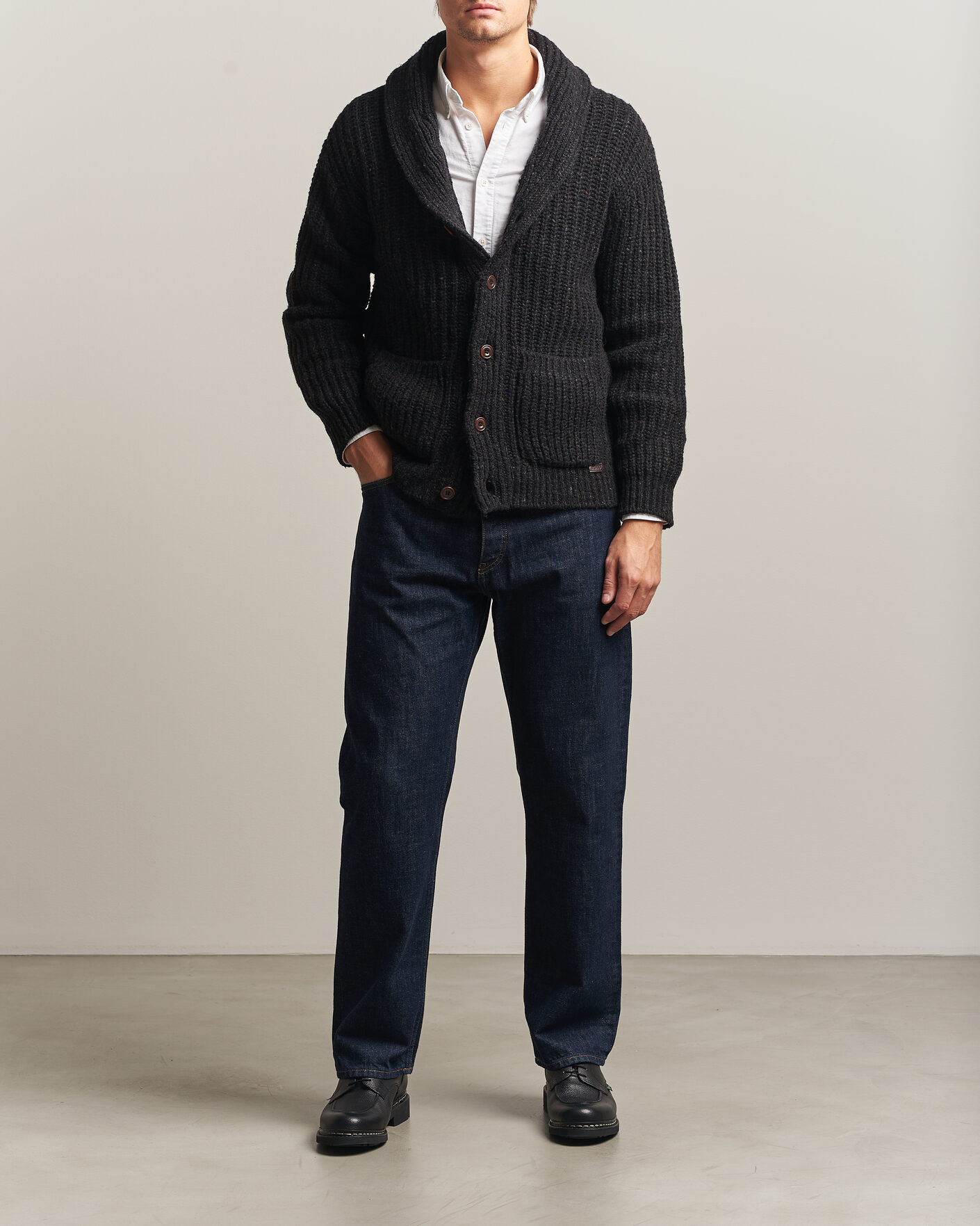 Homme | Pulls Et Tricots | Polo Ralph Lauren | Wool Blend Shawl Collar Cardigan Black Marl