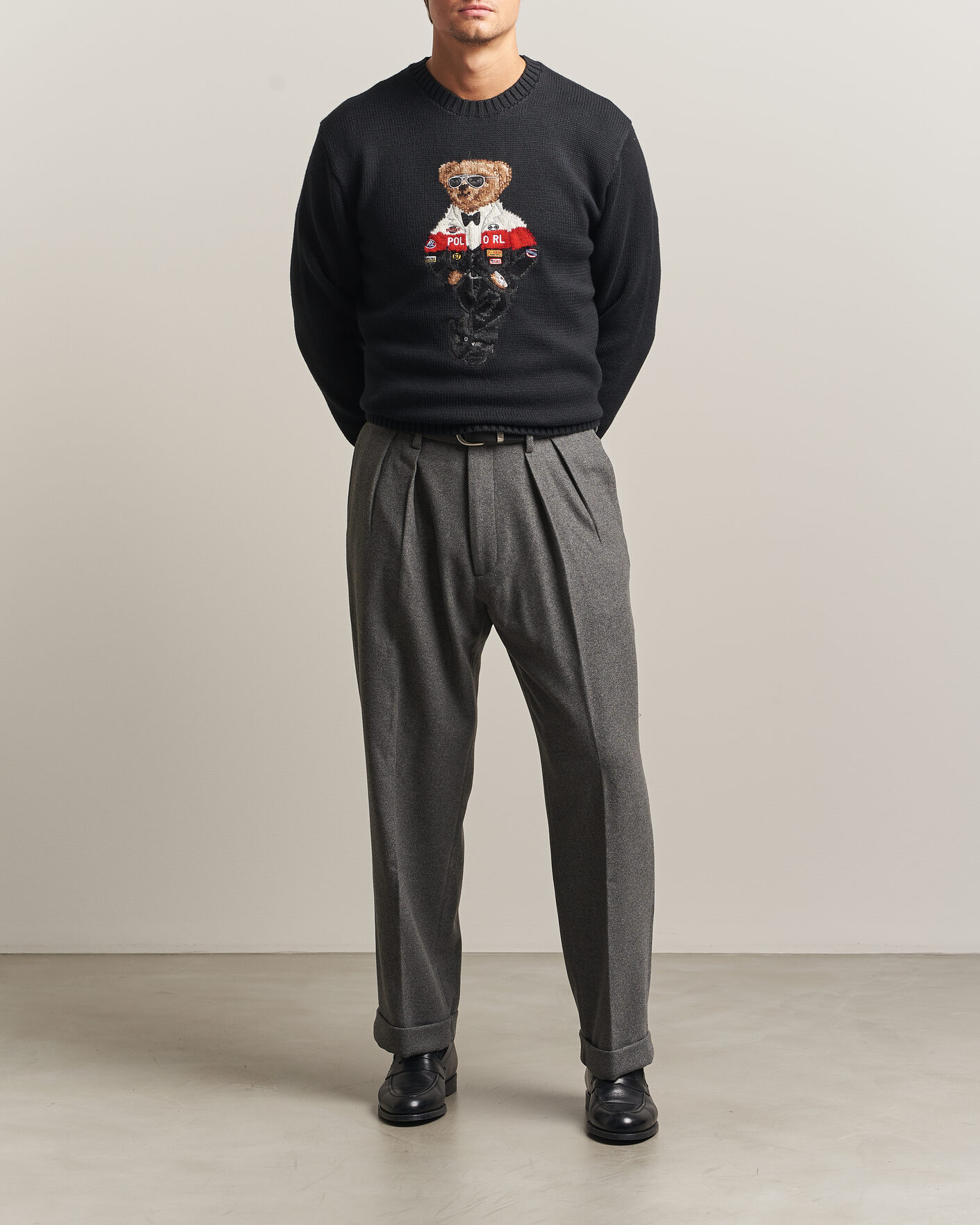Homme | Pulls Et Tricots | Polo Ralph Lauren | Cotton Blend Bear Sweater Polo Black