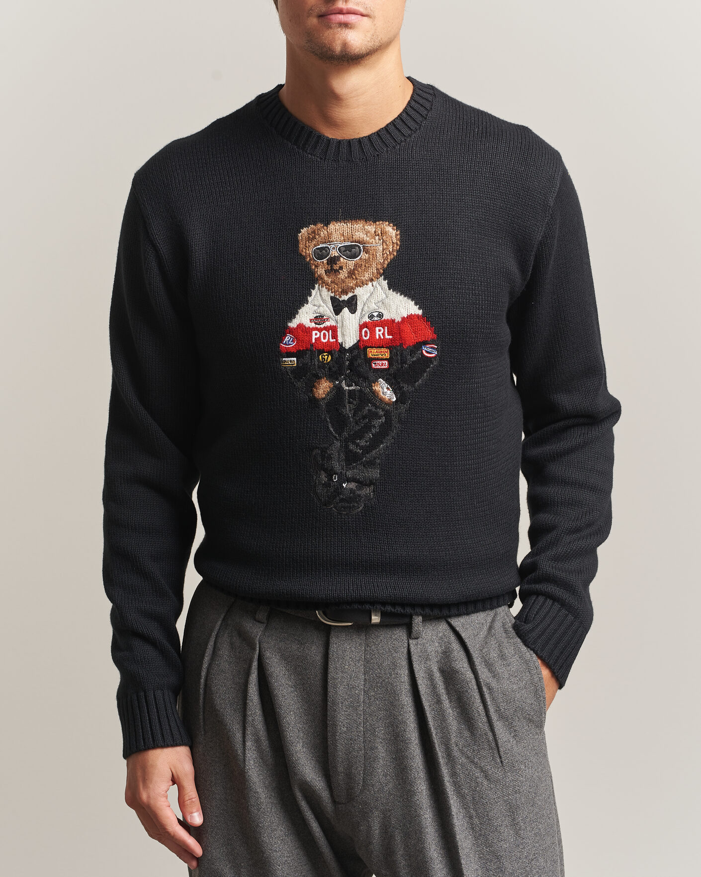 Homme | Pulls Et Tricots | Polo Ralph Lauren | Cotton Blend Bear Sweater Polo Black